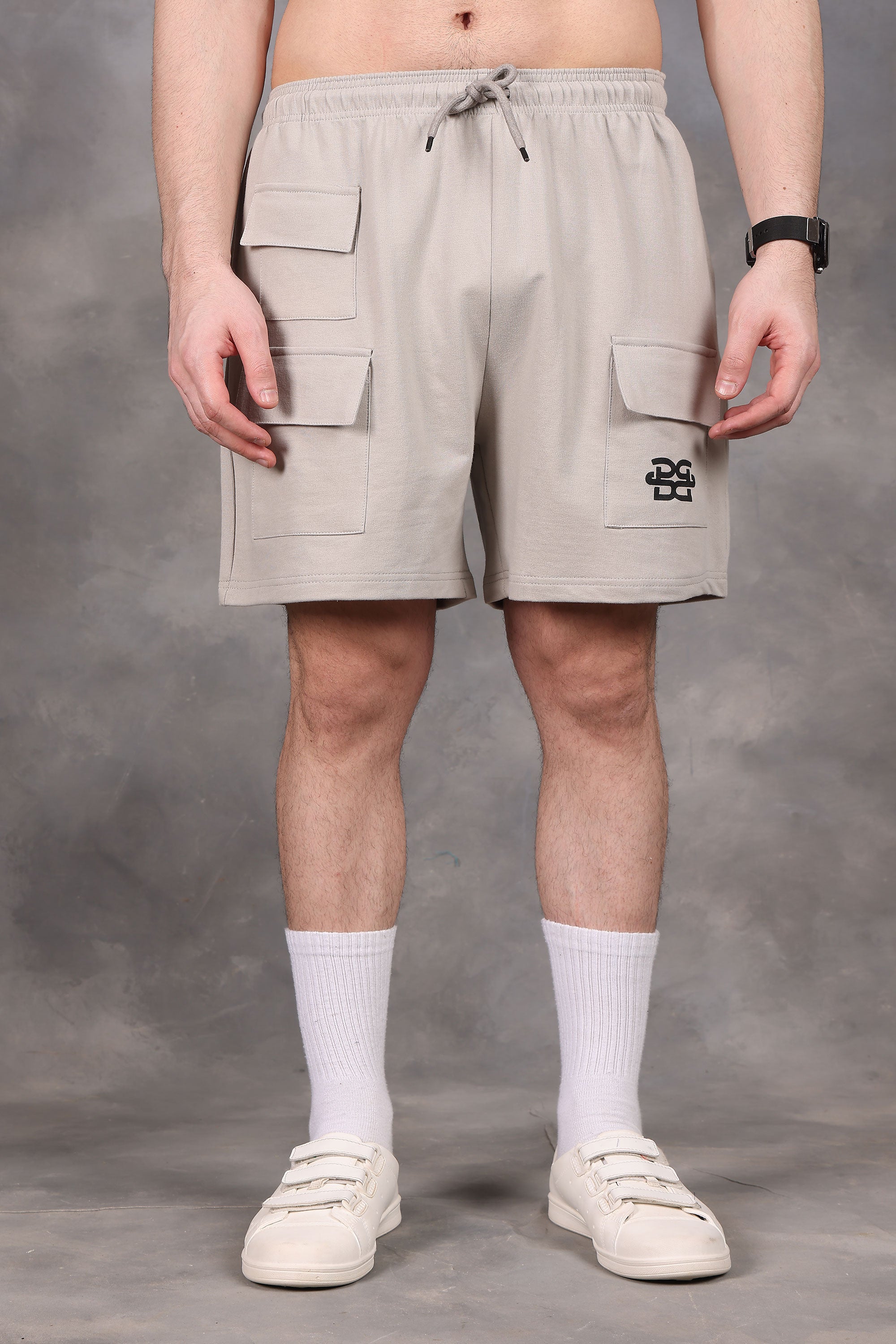 Grey Utility Low-Waist Shorts