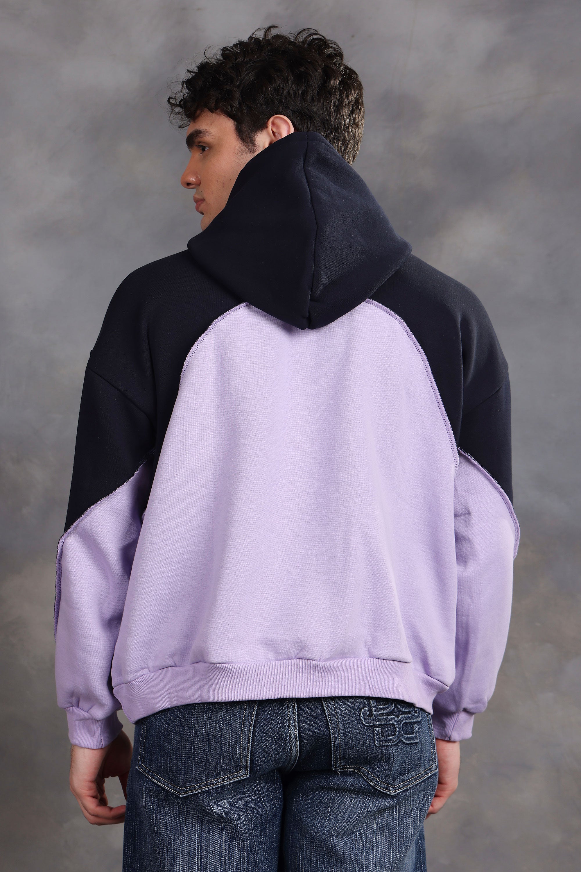 Blushade Navy & Lavender Oversized Hoodie