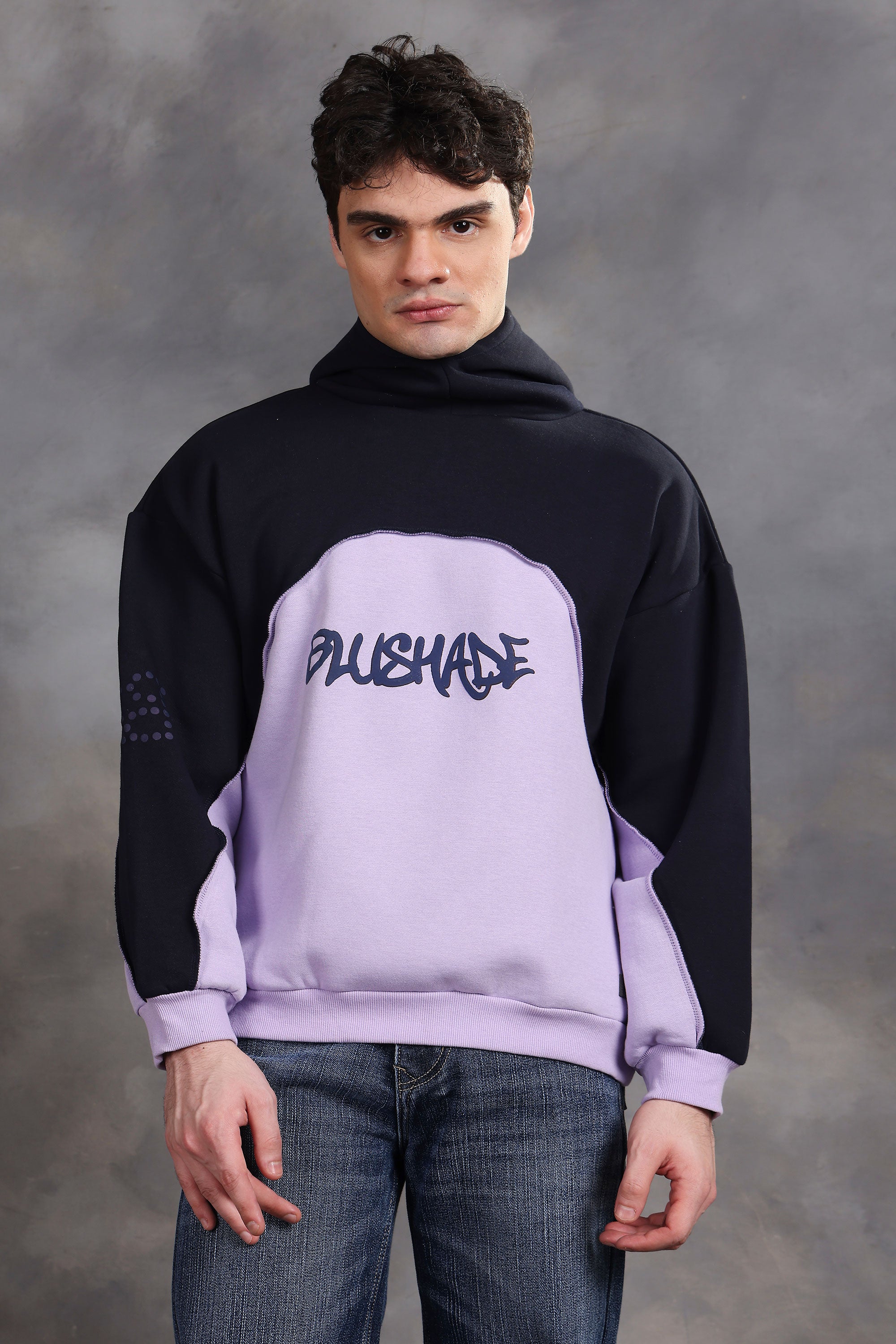 Blushade Navy & Lavender Oversized Hoodie