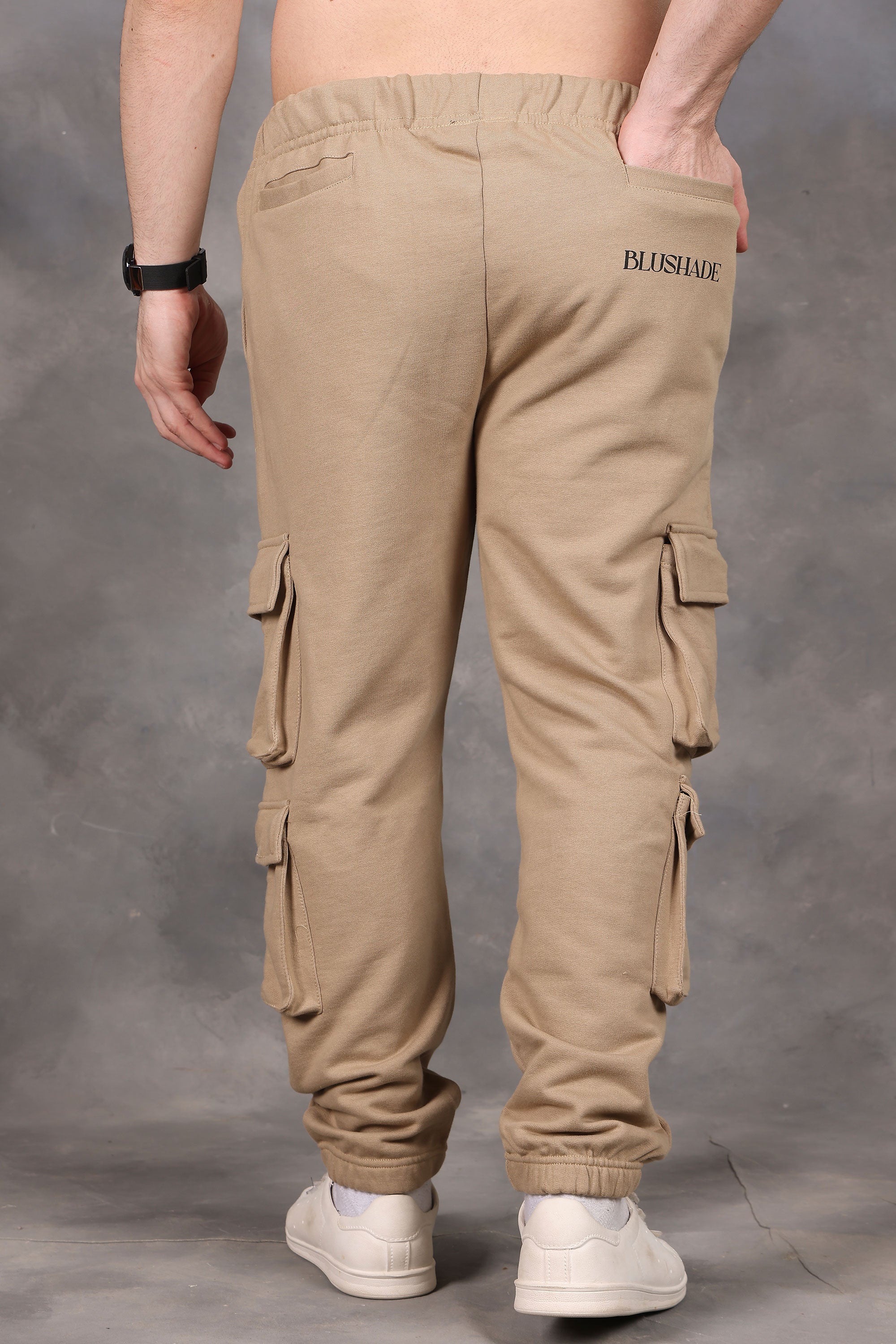 Signature Beige Low-Waist Joggers