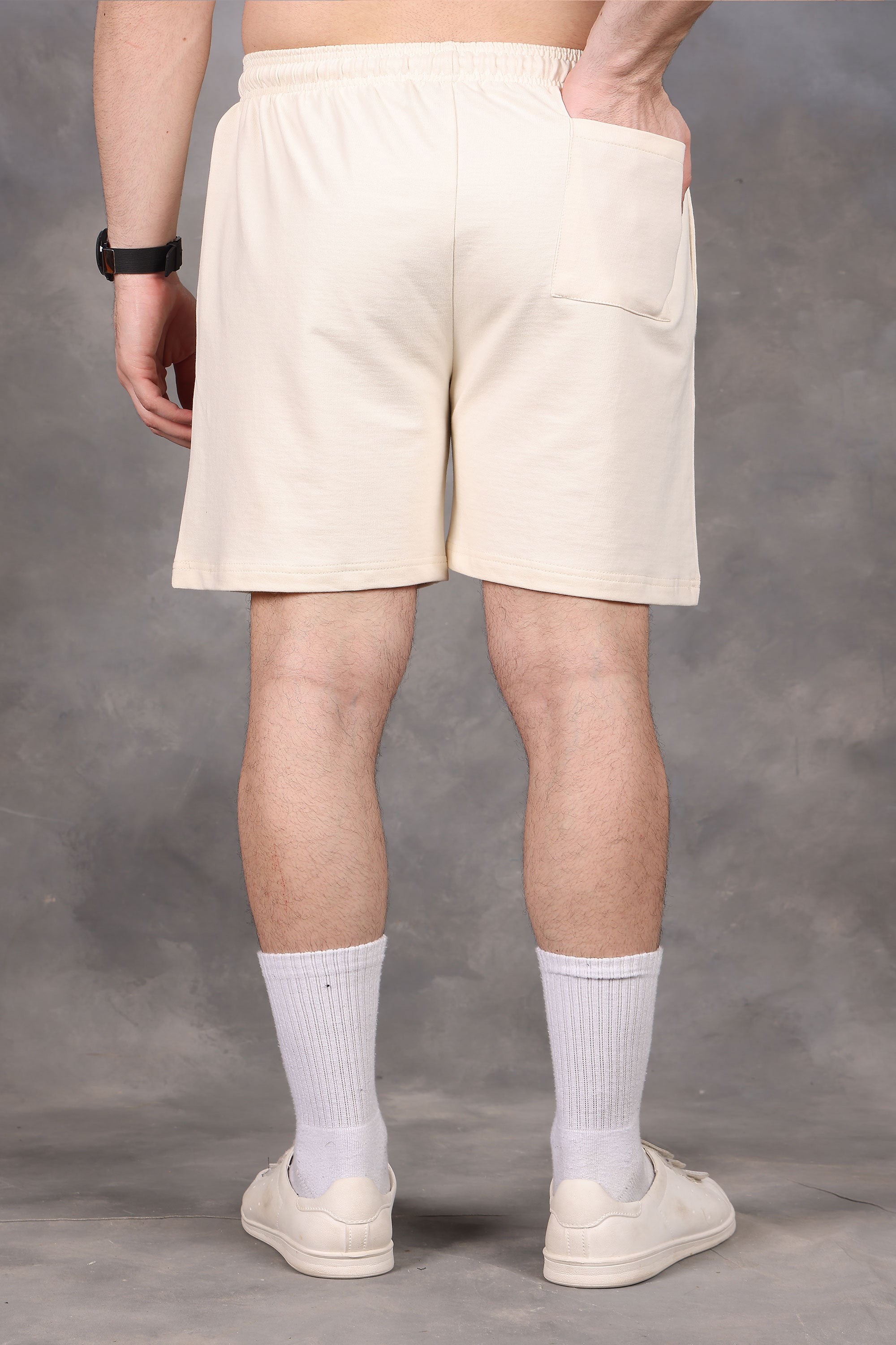 Cream Low-Waist Shorts