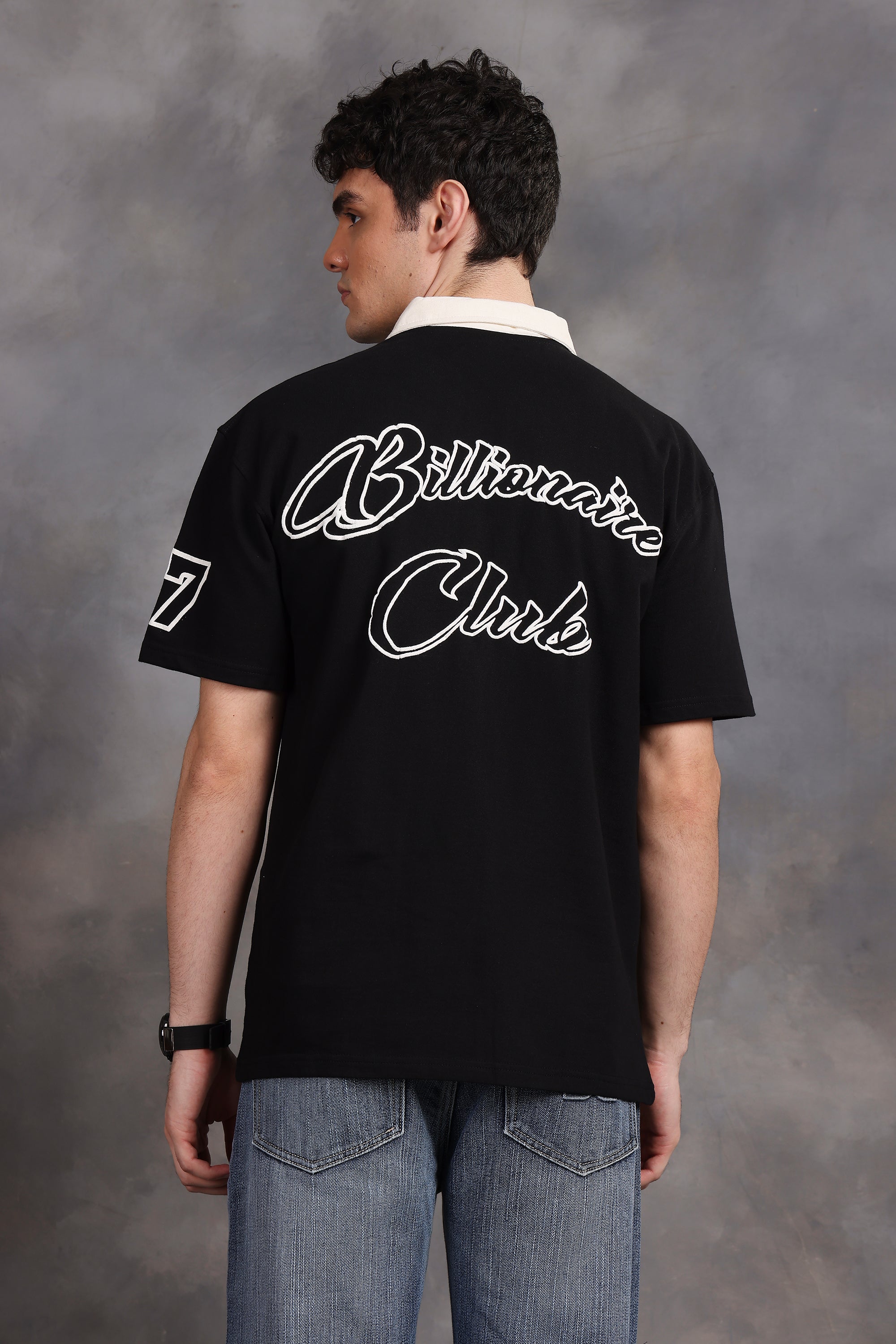 Billionaire Oversized Polo T-Shirt (Black)