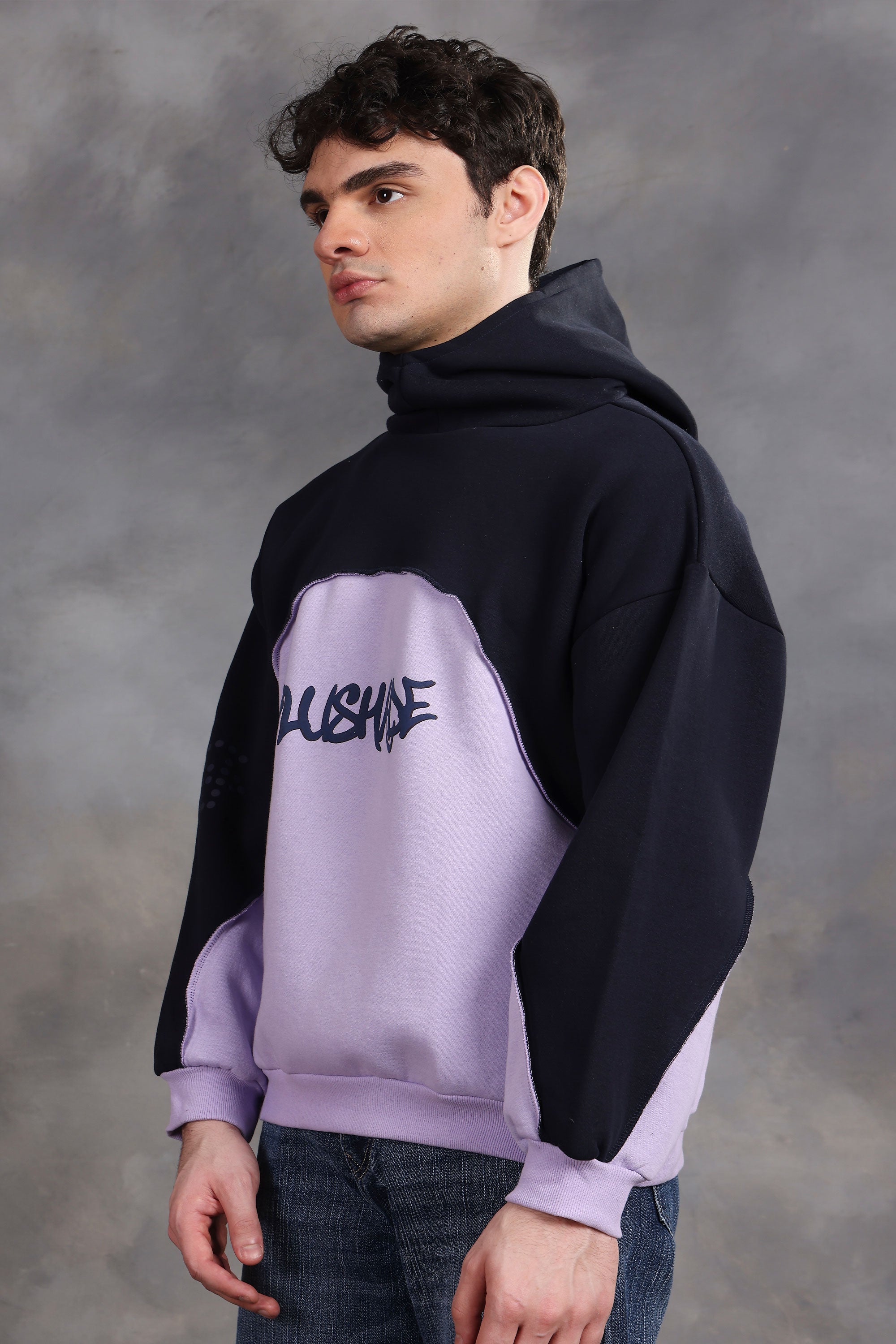 Blueshade Navy & Lavender Oversized Hoodie