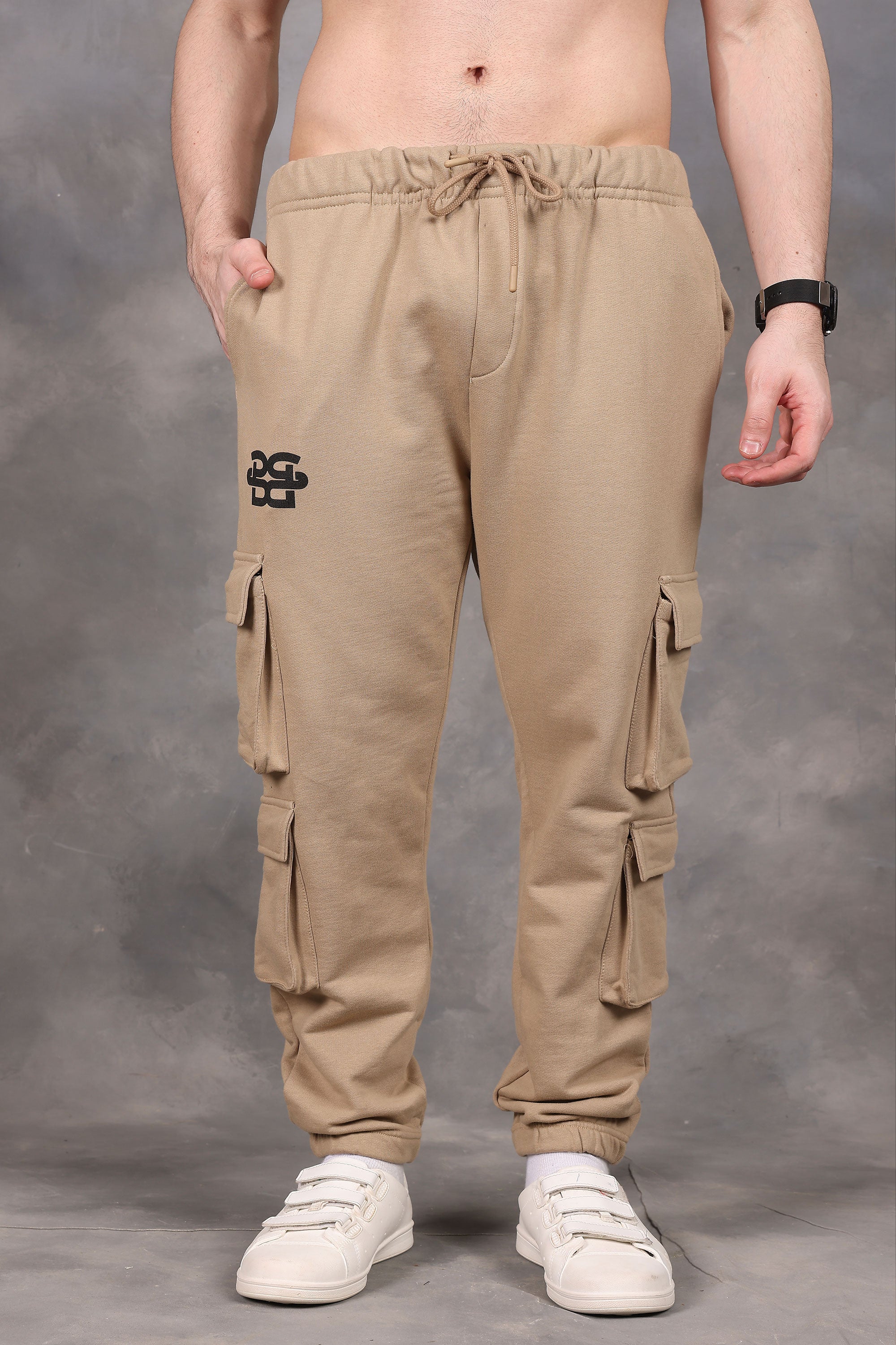 Signature Beige Low-Waist Joggers