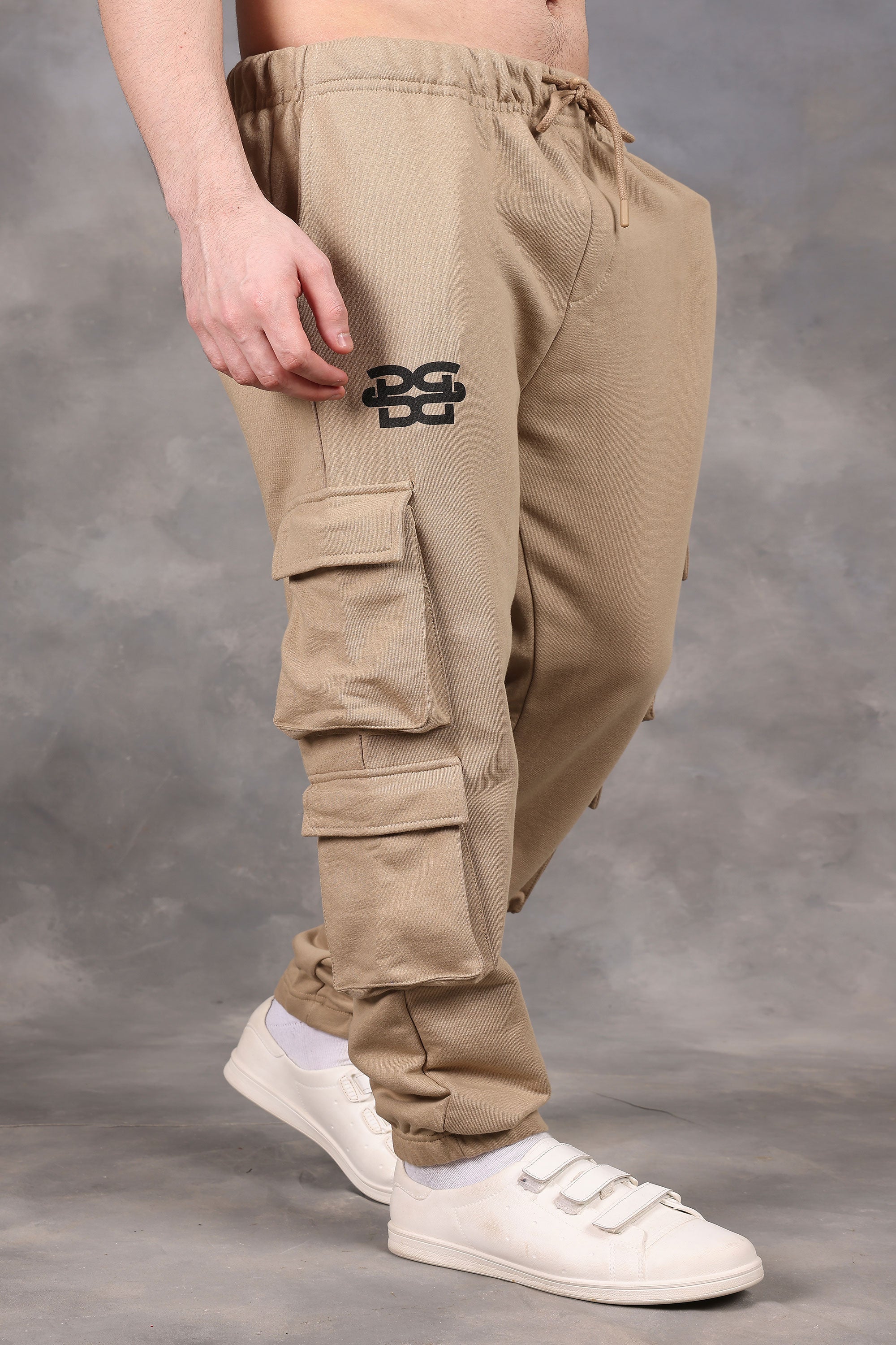 Signature Beige Low-Waist Joggers