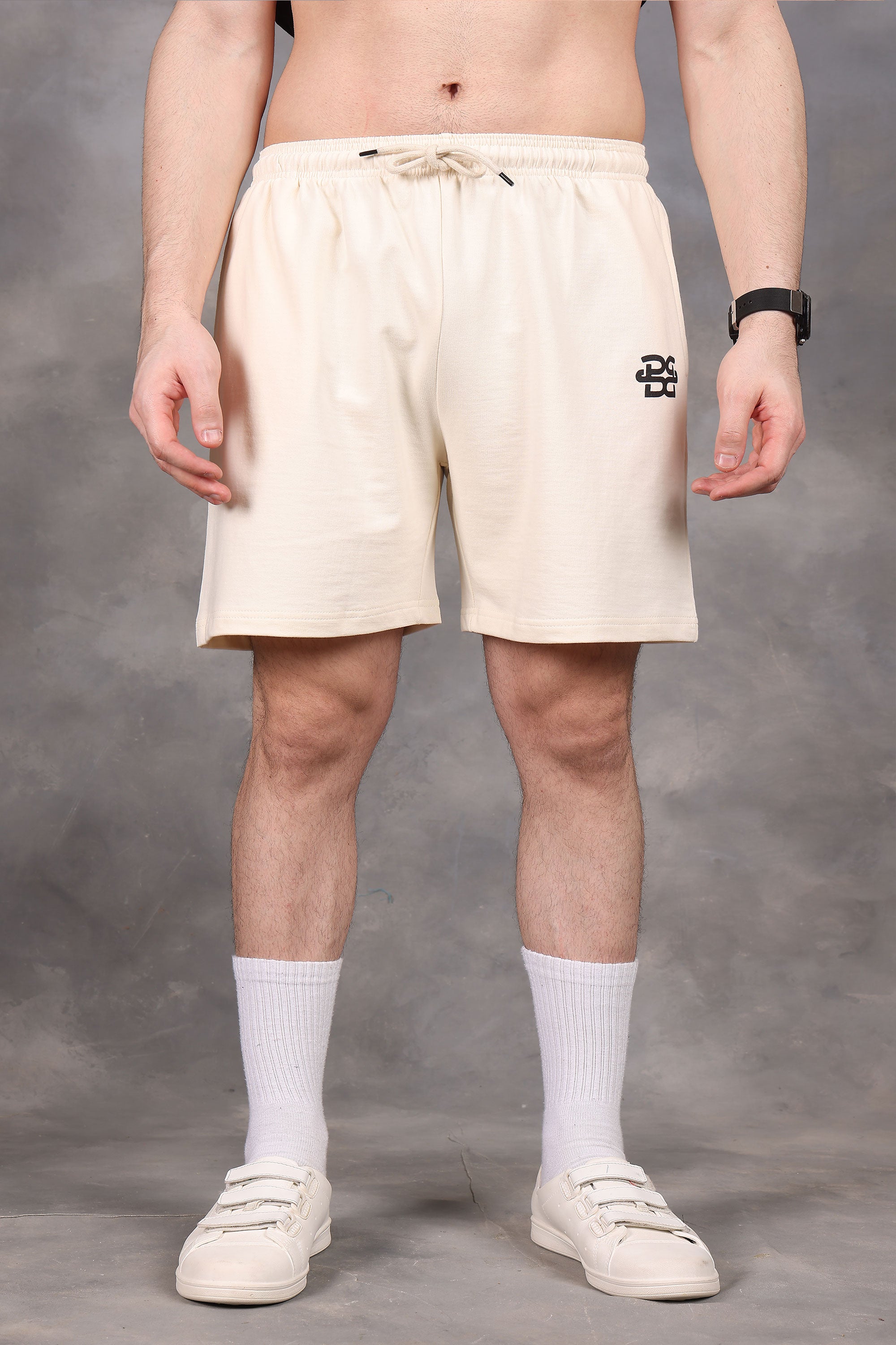 Cream Low-Waist Shorts