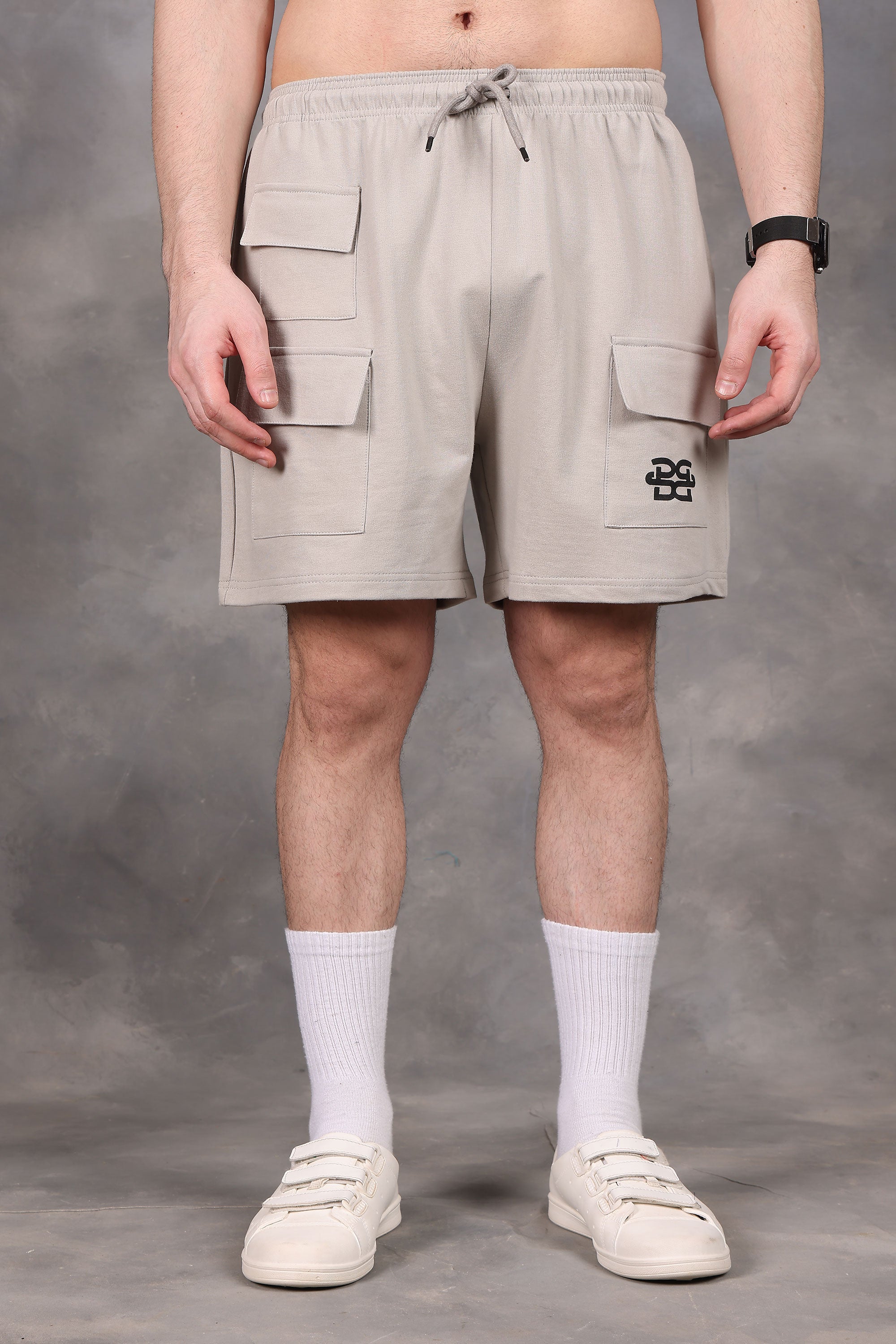 Grey Utility Low-Waist Shorts