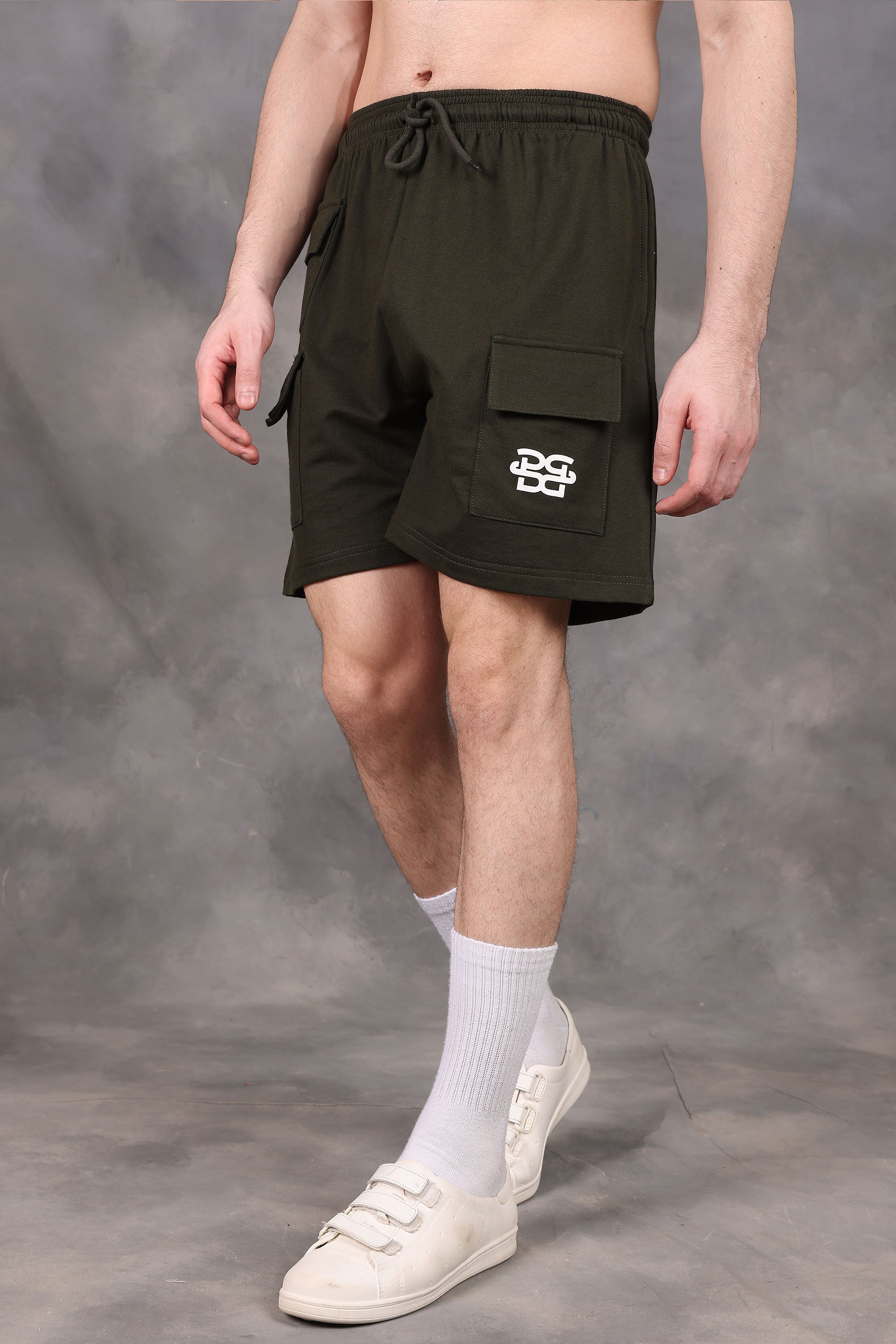 Military Green Utility Low-Waist Shorts