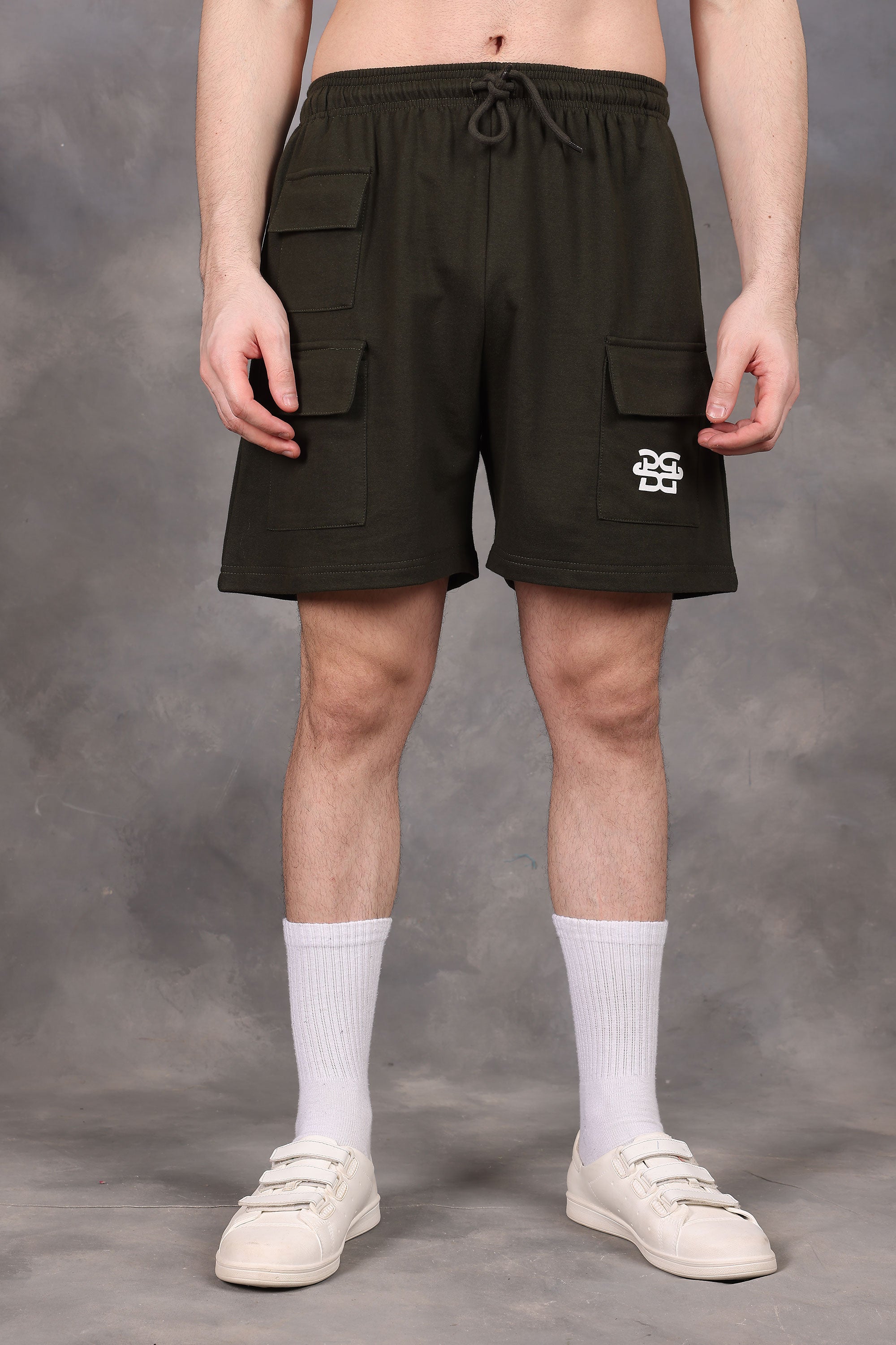 Military Green Utility Low-Waist Shorts