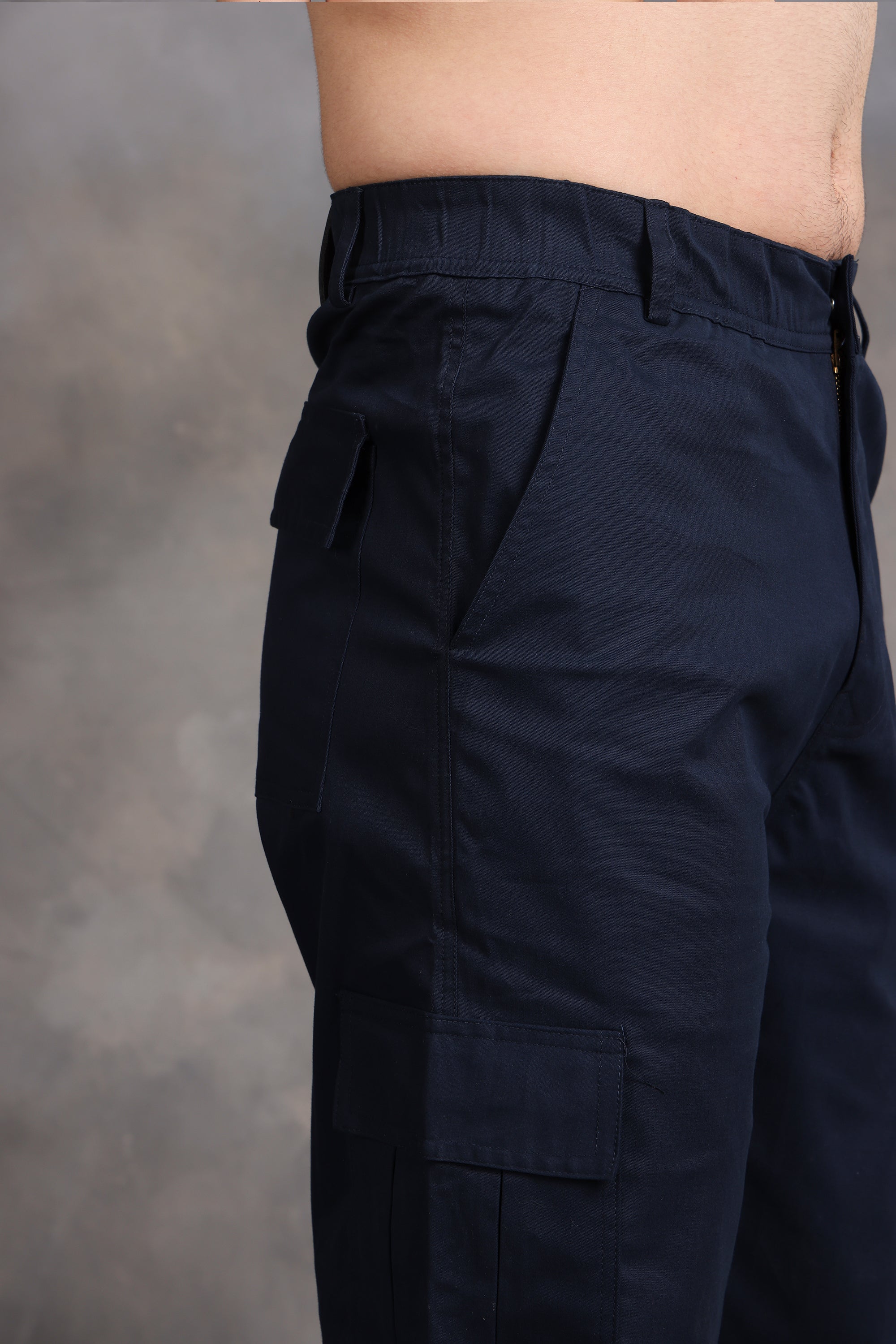 Signature Navy Blue Low-Waist Cargo Pants