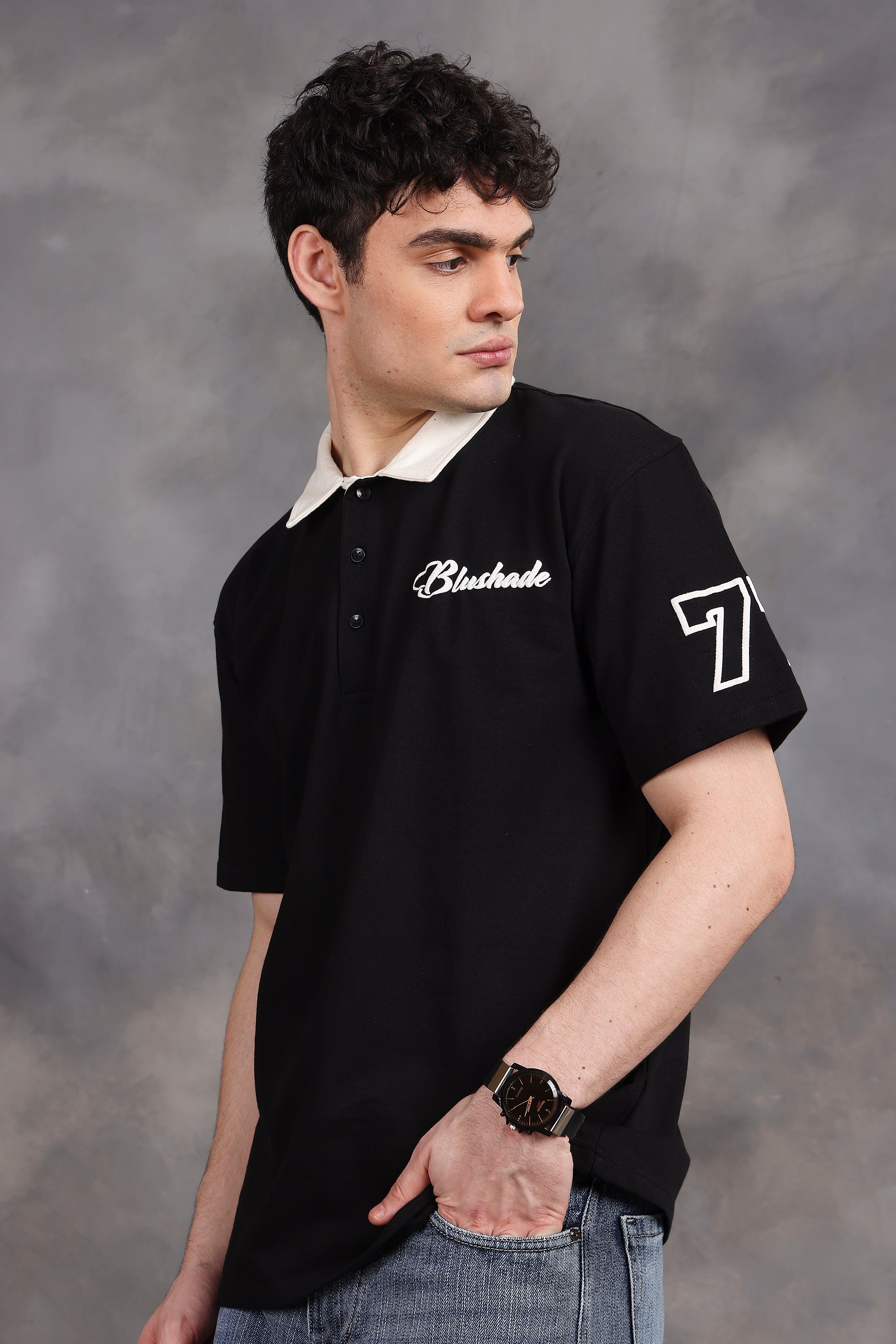 Billionaire Oversized Polo T-Shirt (Black)