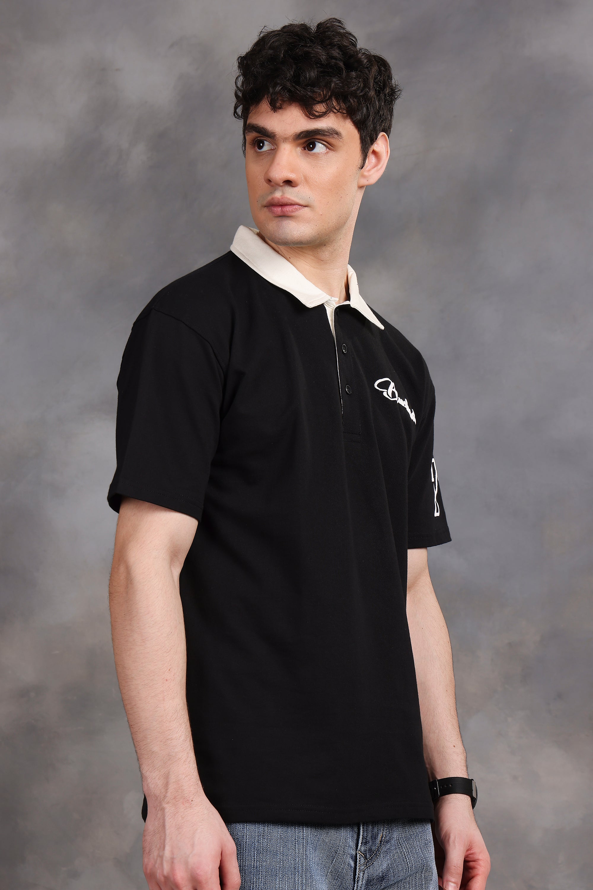 Billionaire Oversized Polo T-Shirt (Black)