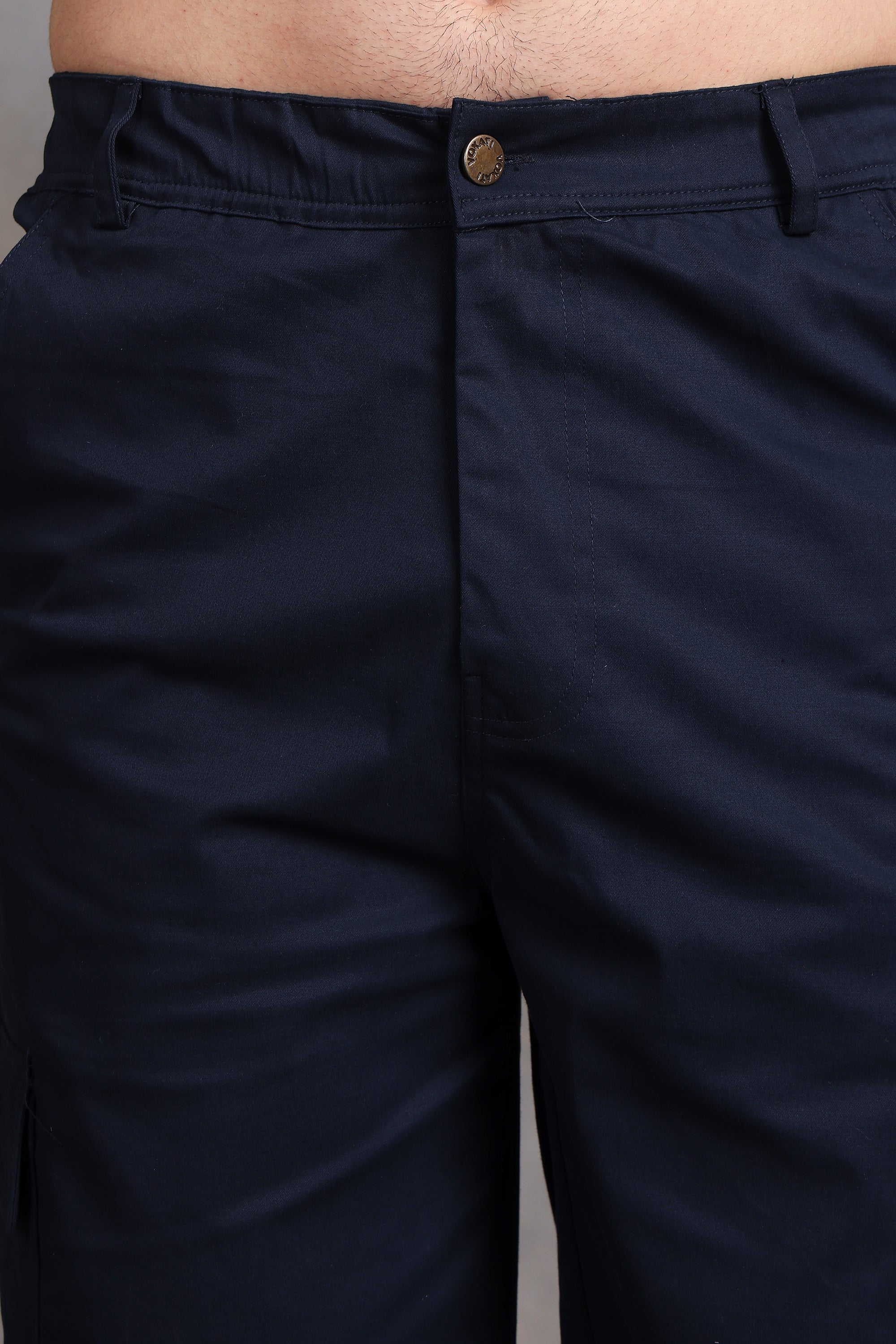 Signature Navy Blue Low-Waist Cargo Pants