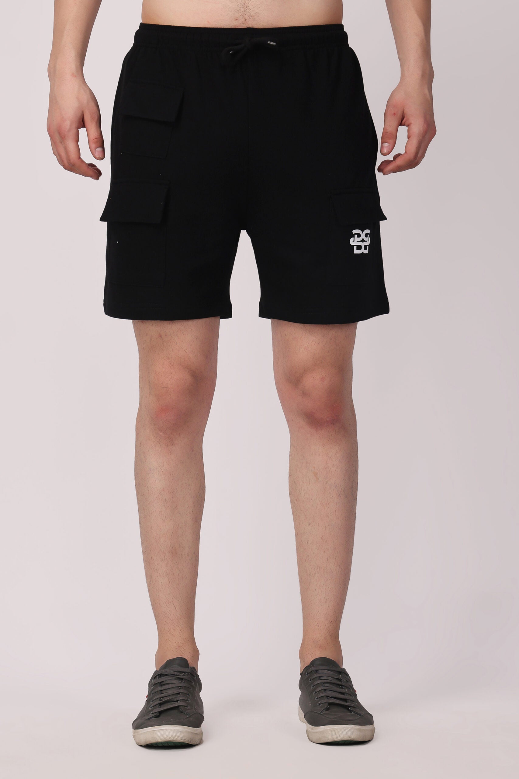 Black Utility Low-Waist Shorts