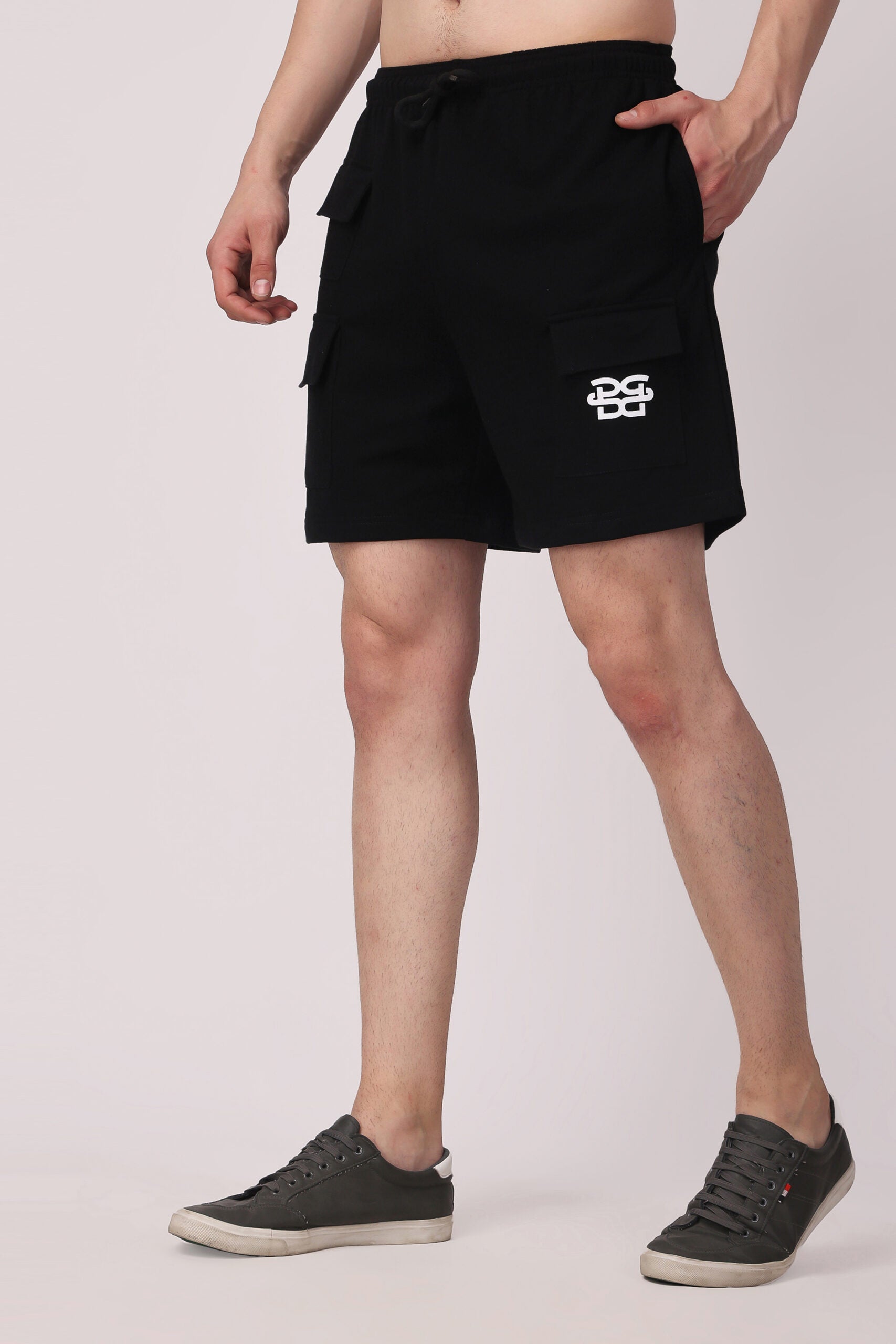 Black Utility Low-Waist Shorts