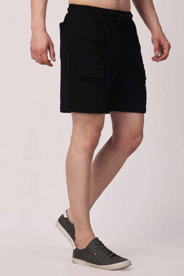 Black Utility Low-Waist Shorts