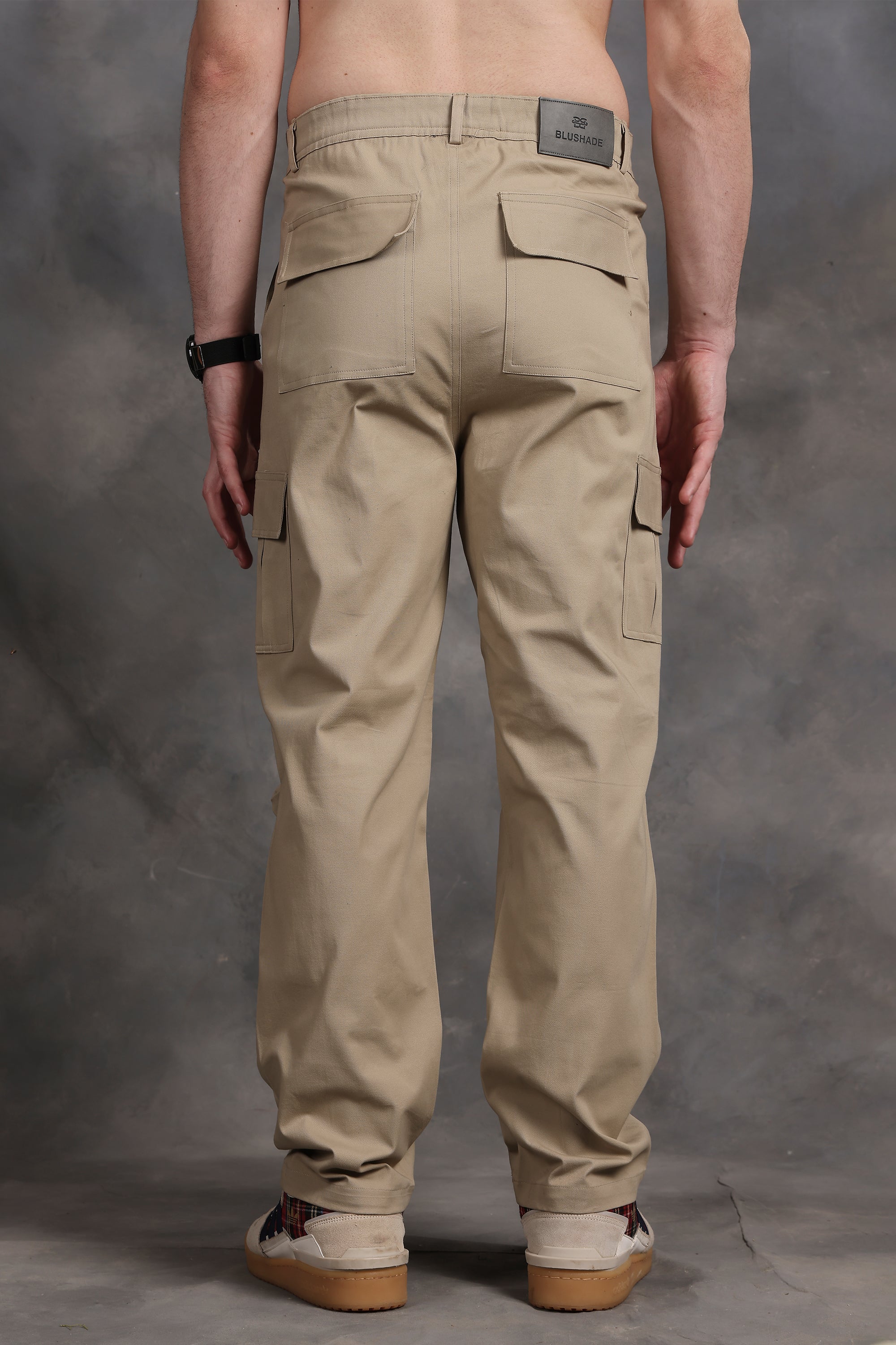 Signature Beige Low-Waist Cargo Pants