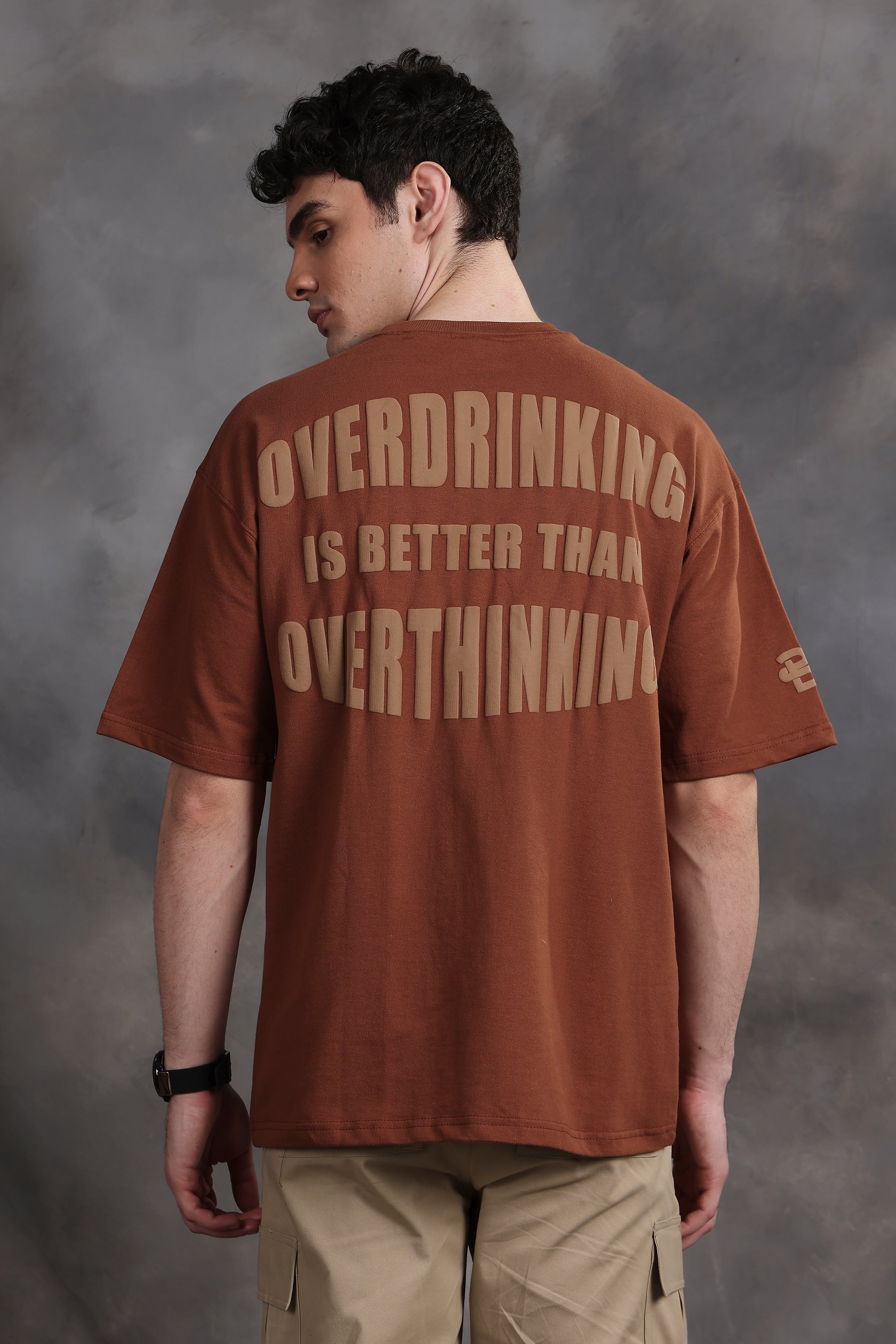 Over Drinking Oversized T-Shirt (Brown)