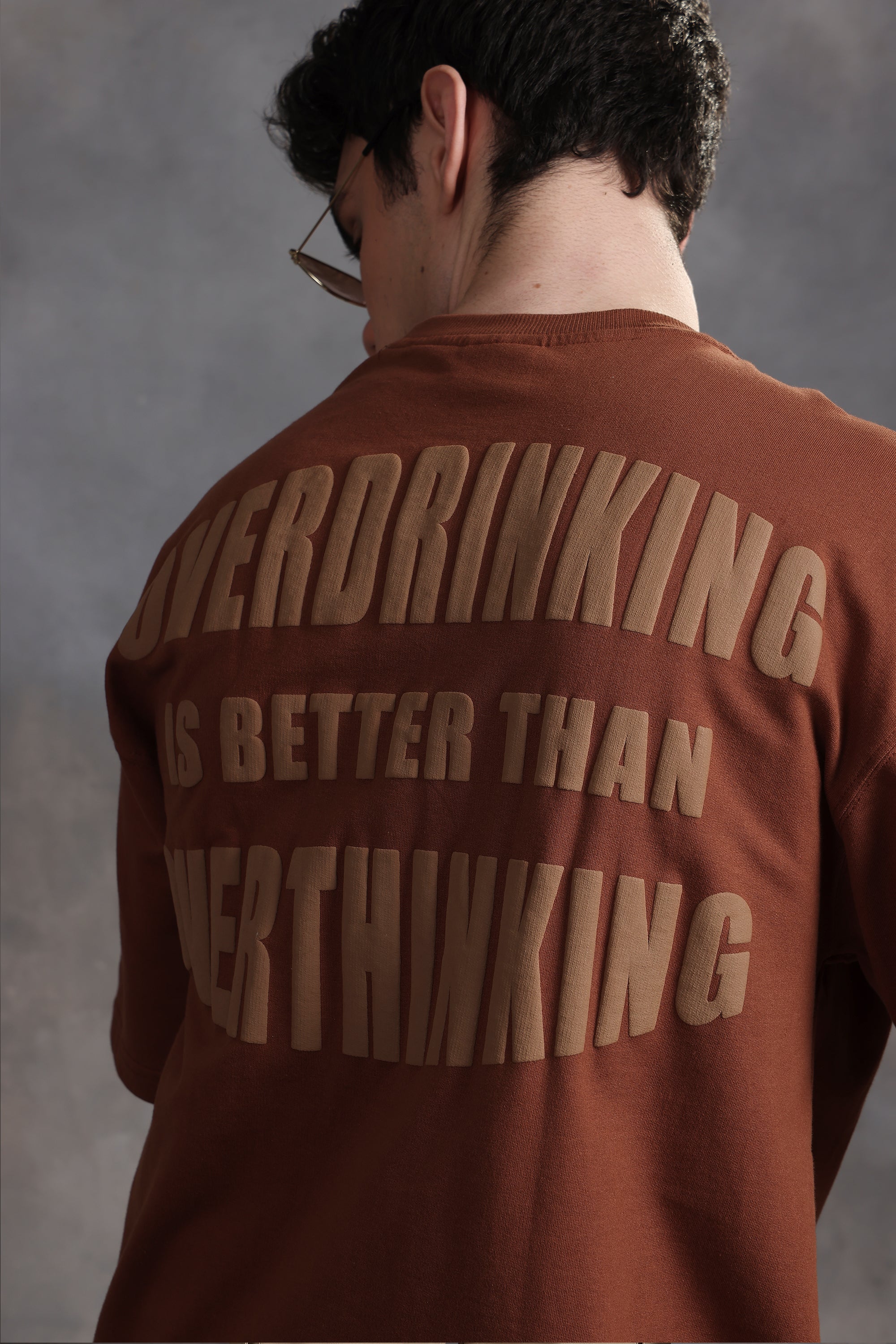 Over Drinking Oversized T-Shirt (Brown)