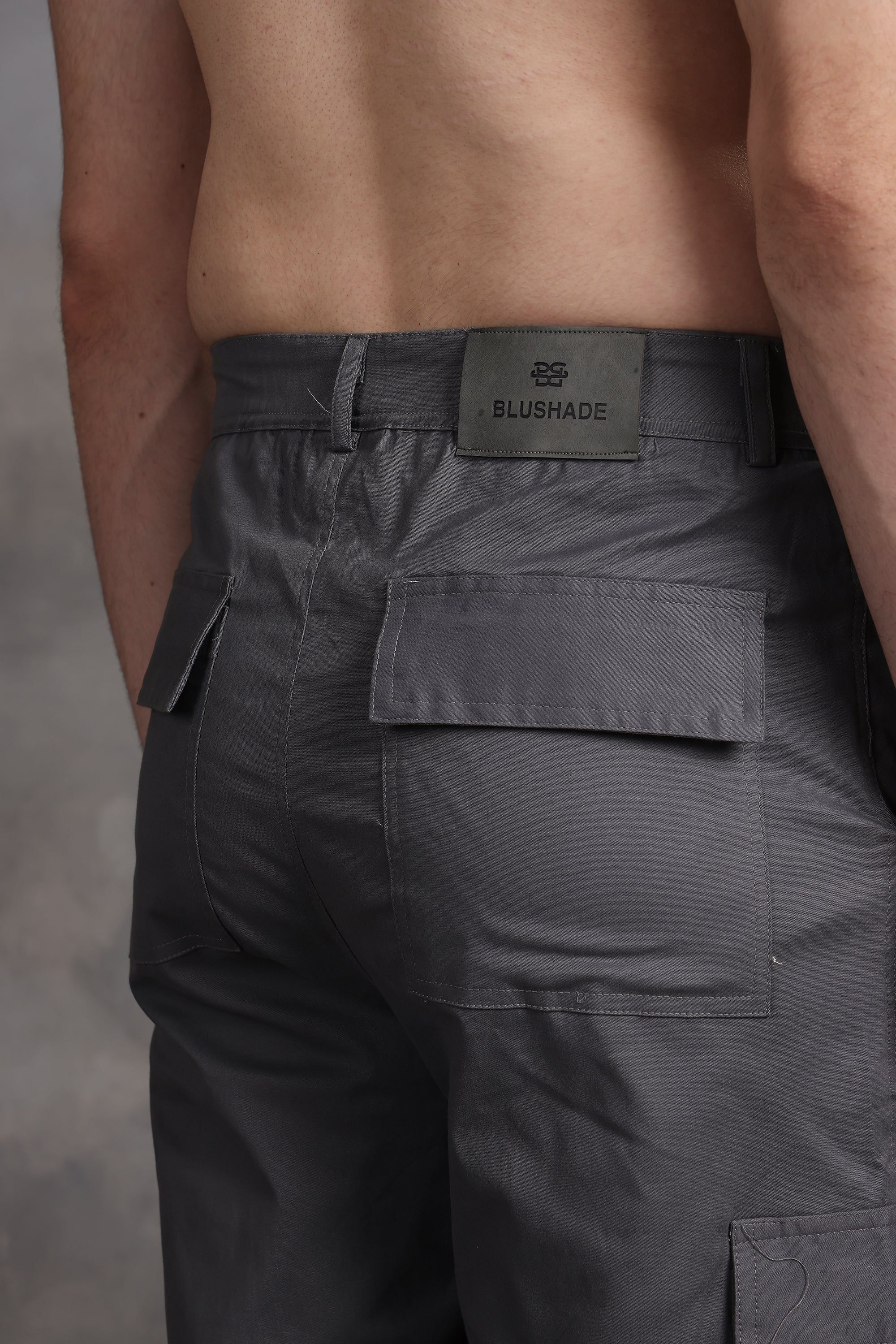 Signature Charcoal Grey Low-Waist Cargo Pants