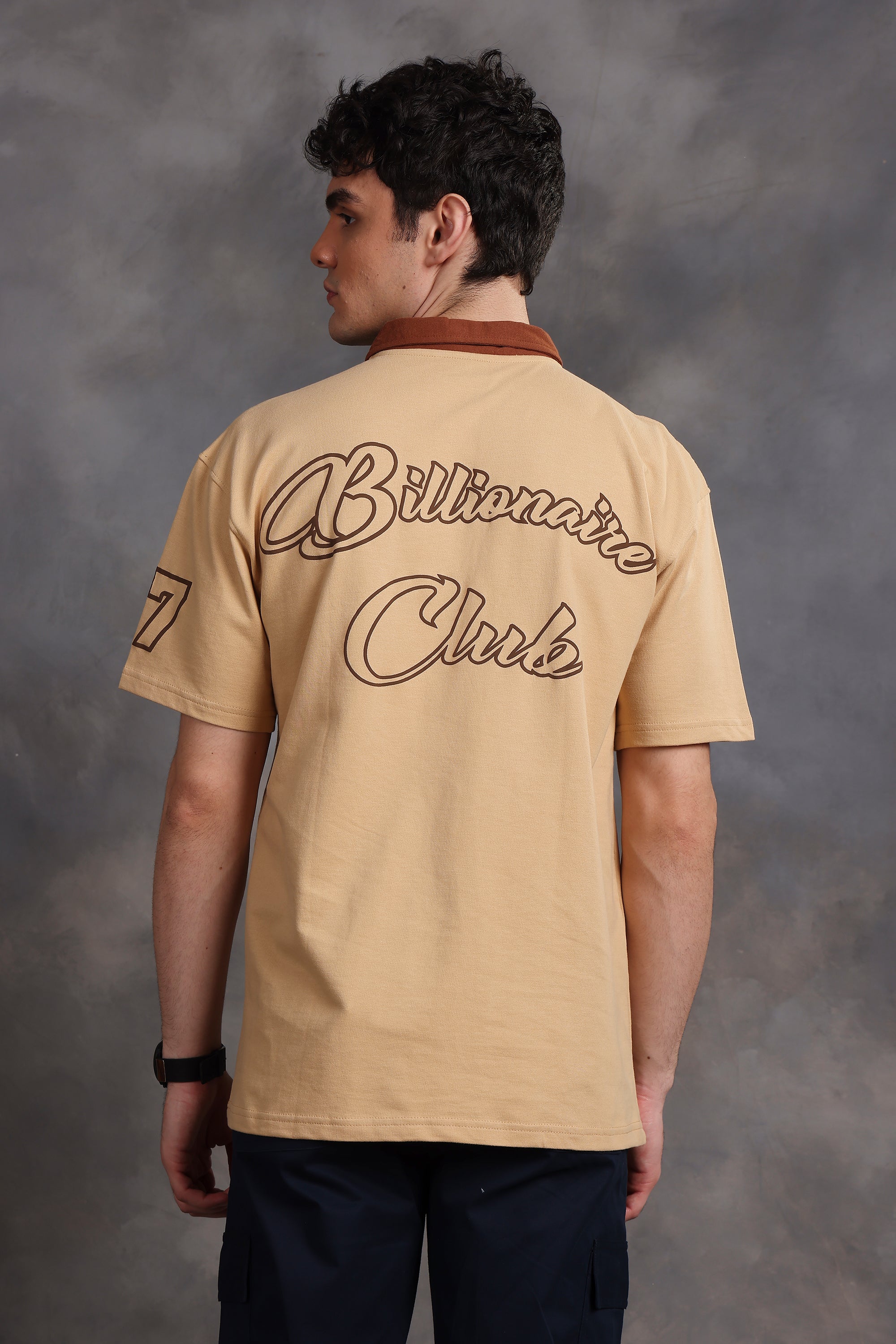 Billionaire Oversized Polo T-Shirt (Beige)