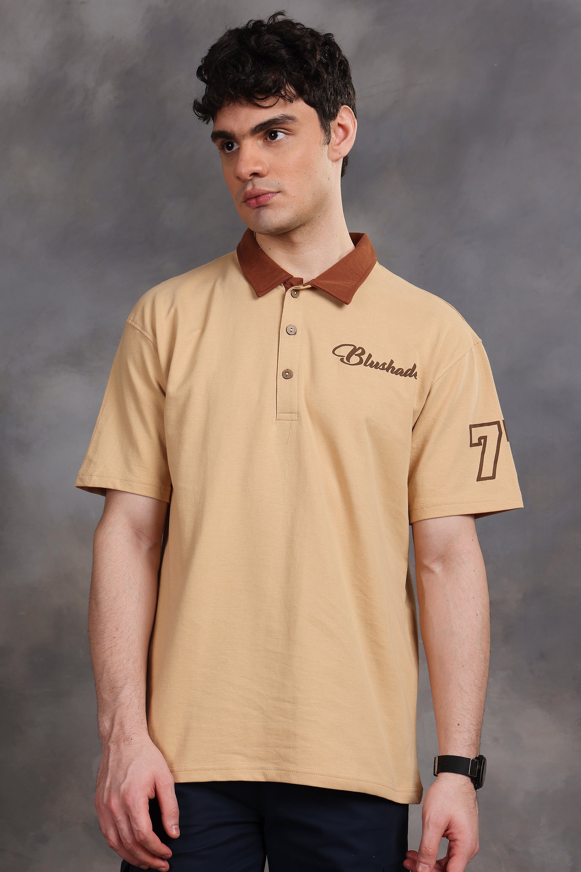 Billionaire Oversized Polo T-Shirt (Beige)