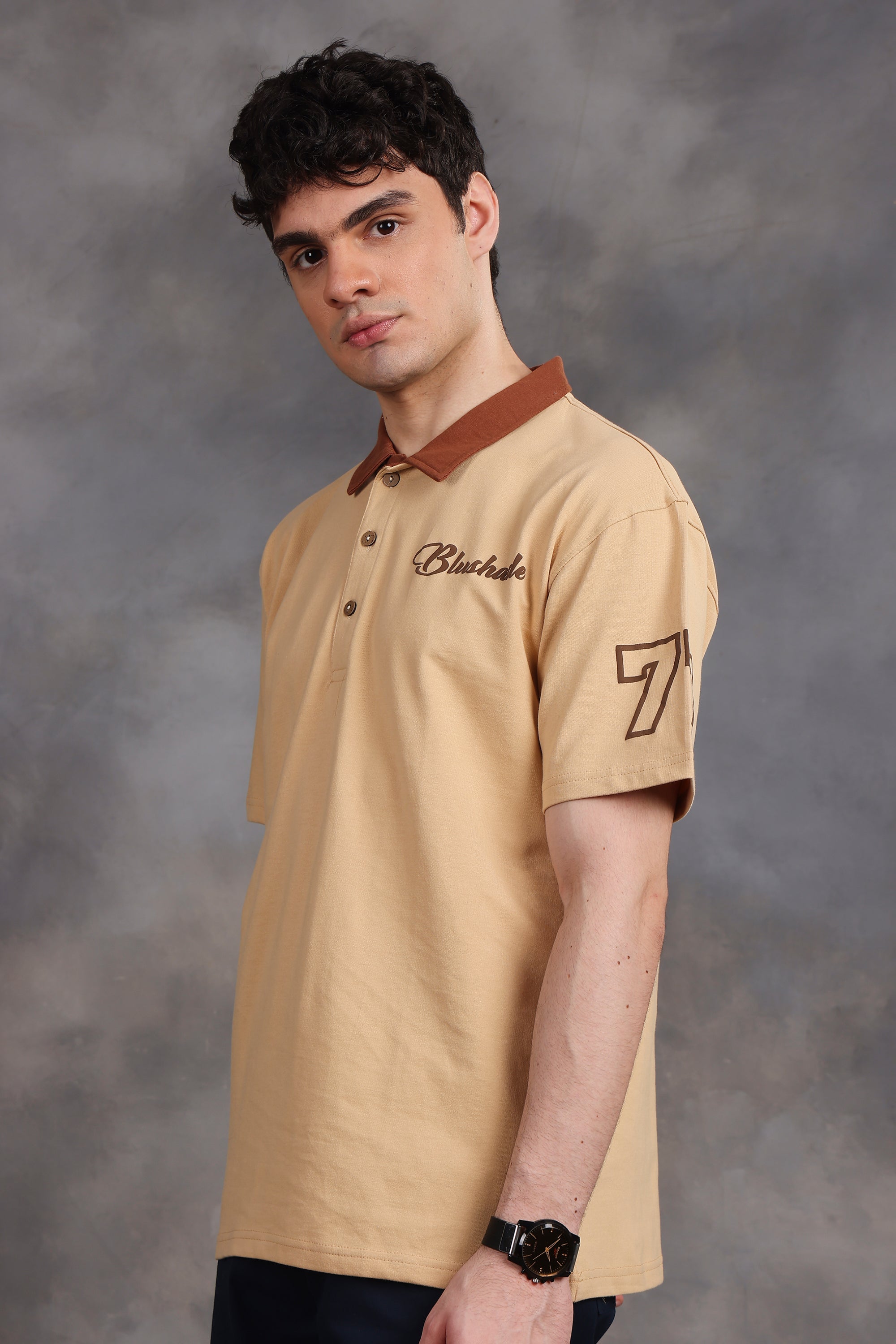 Billionaire Oversized Polo T-Shirt (Beige)