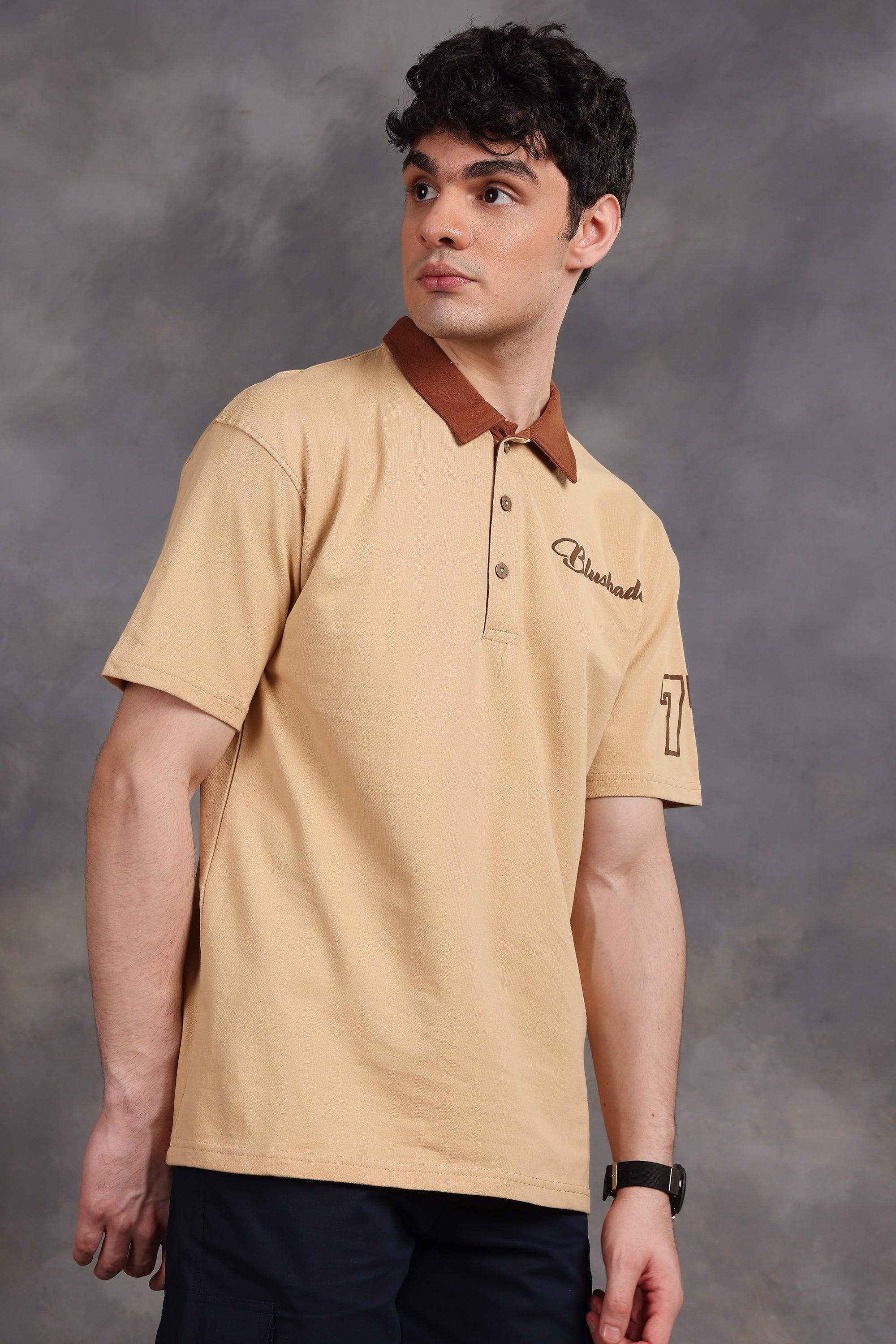 Billionaire Oversized Polo T-Shirt (Beige)