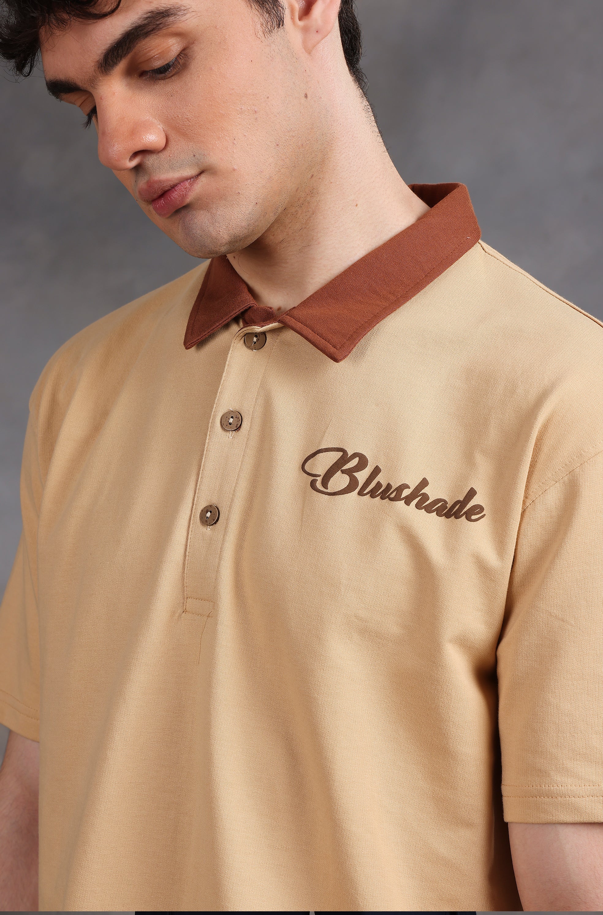 Billionaire Oversized Polo T-Shirt (Beige)