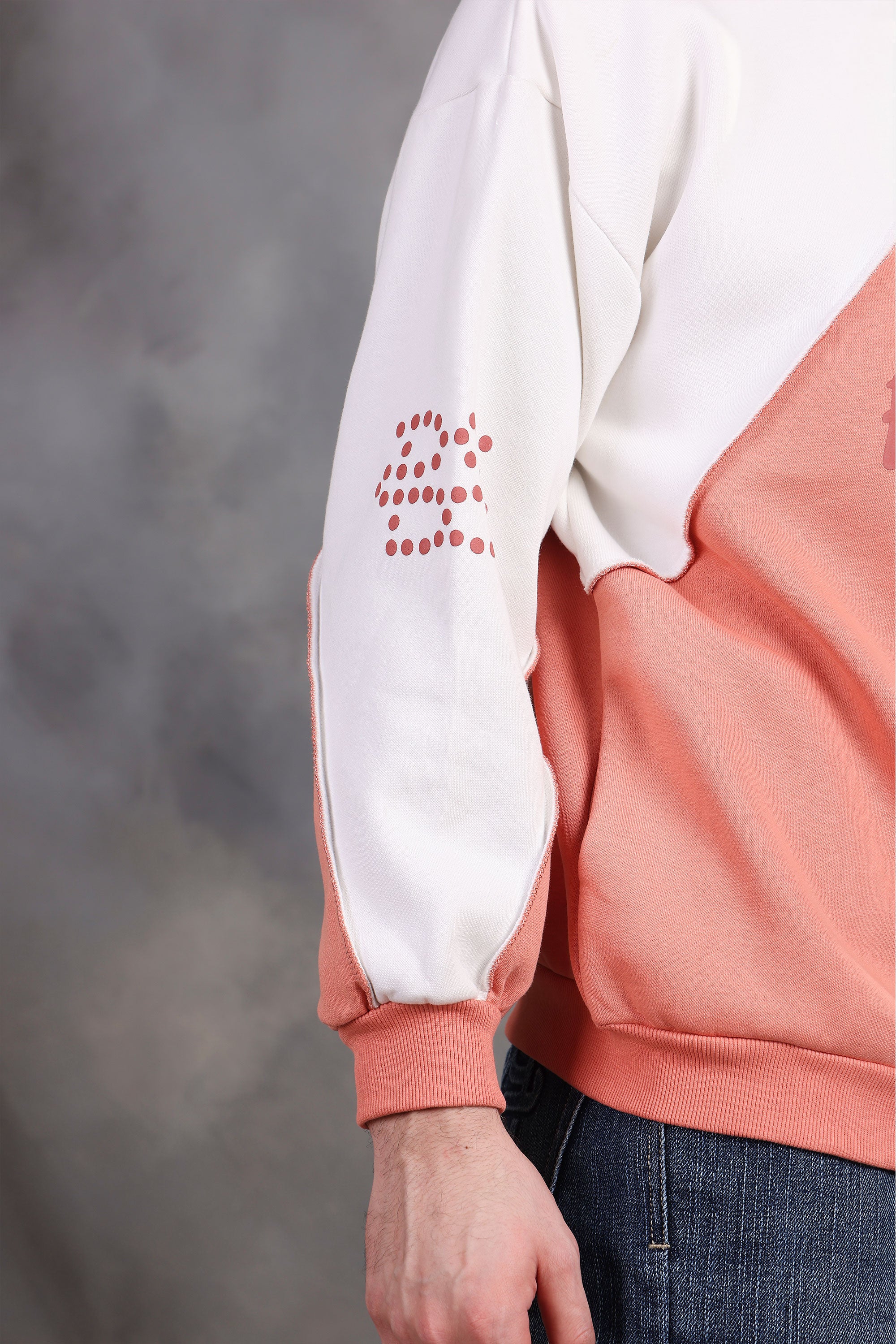 Blushade White & Peach Oversized Hoodie