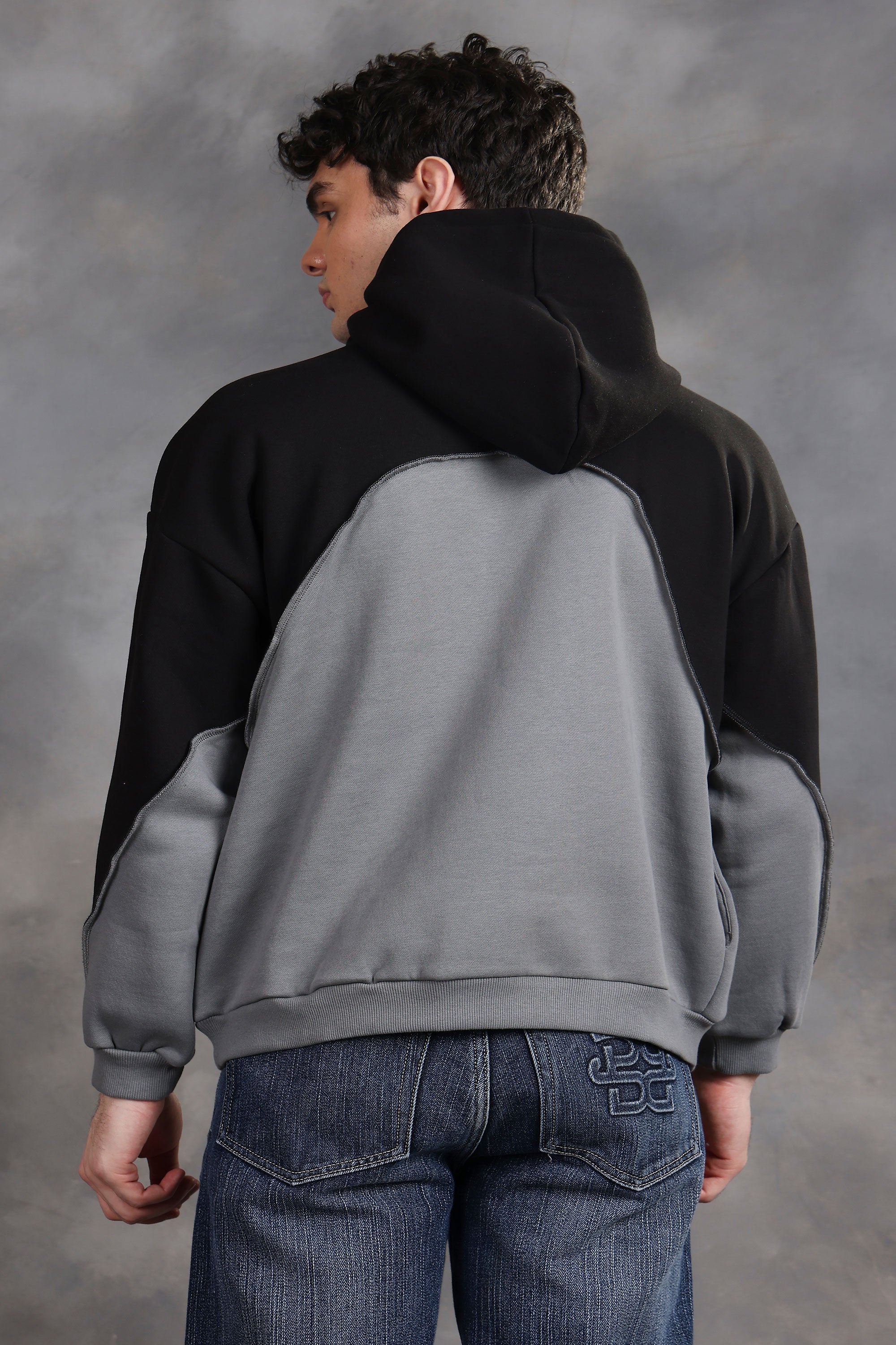 Blushade Black & Grey Oversized Hoodie