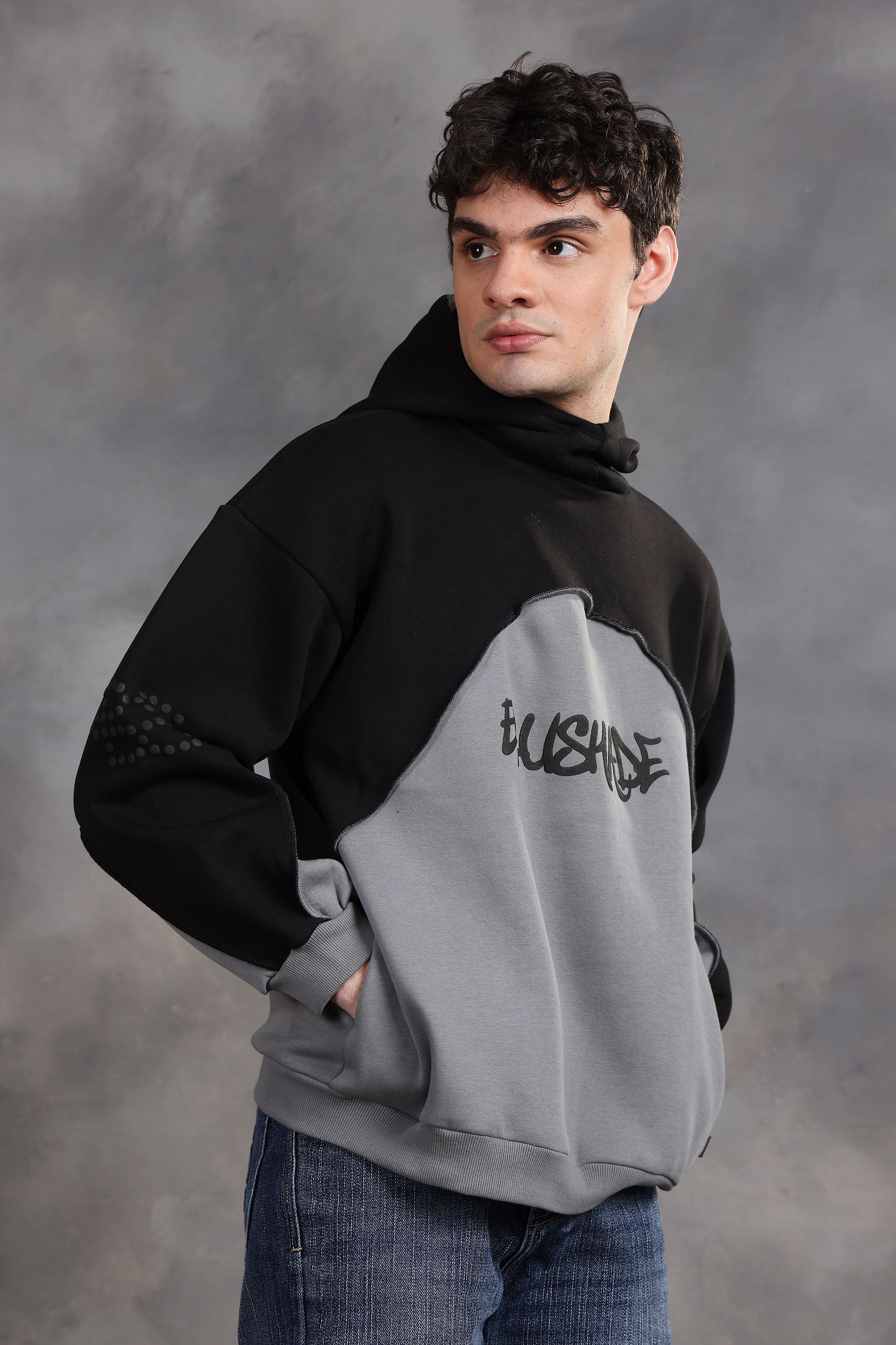 Blushade Black & Grey Oversized Hoodie