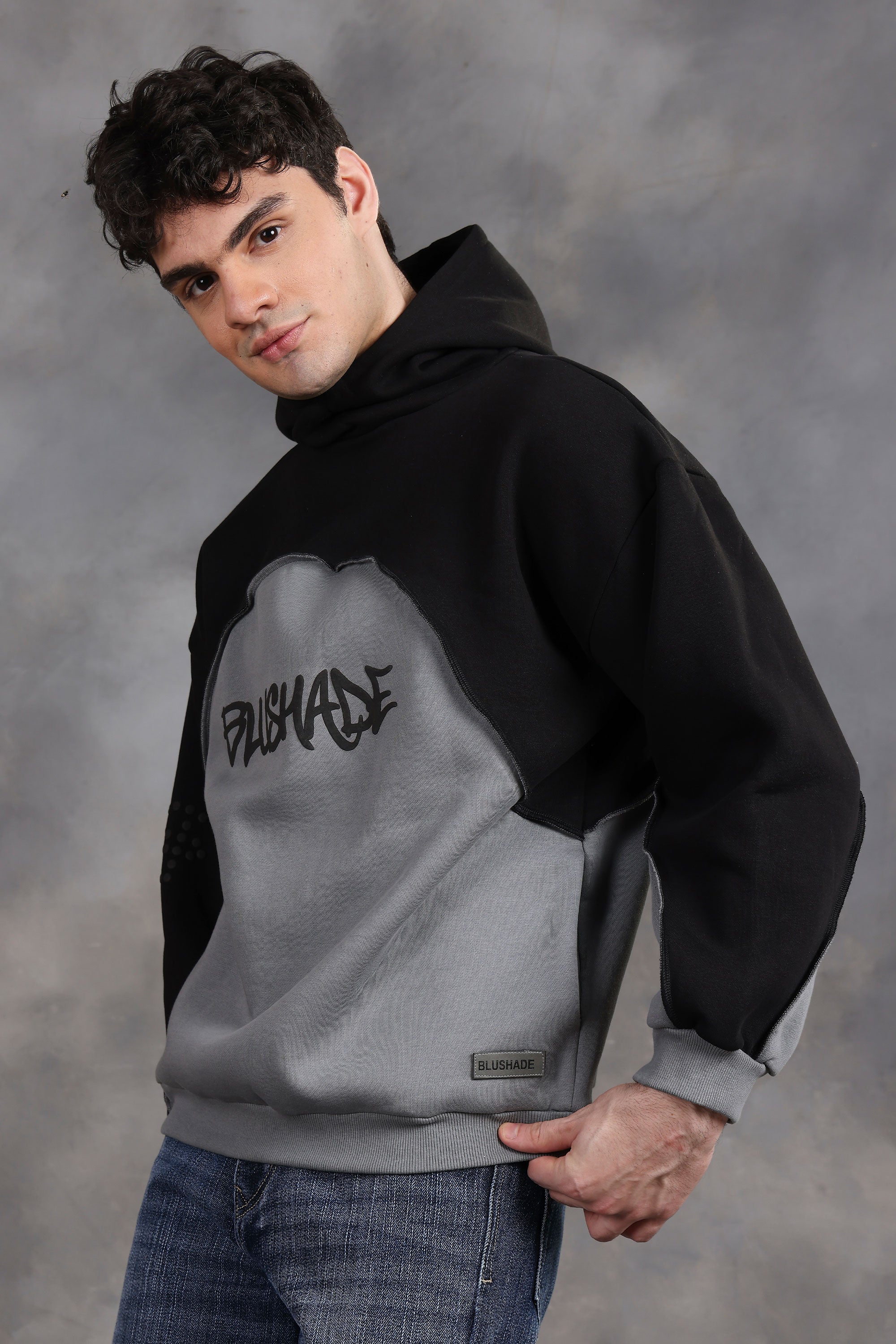 Blushade Black & Grey Oversized Hoodie