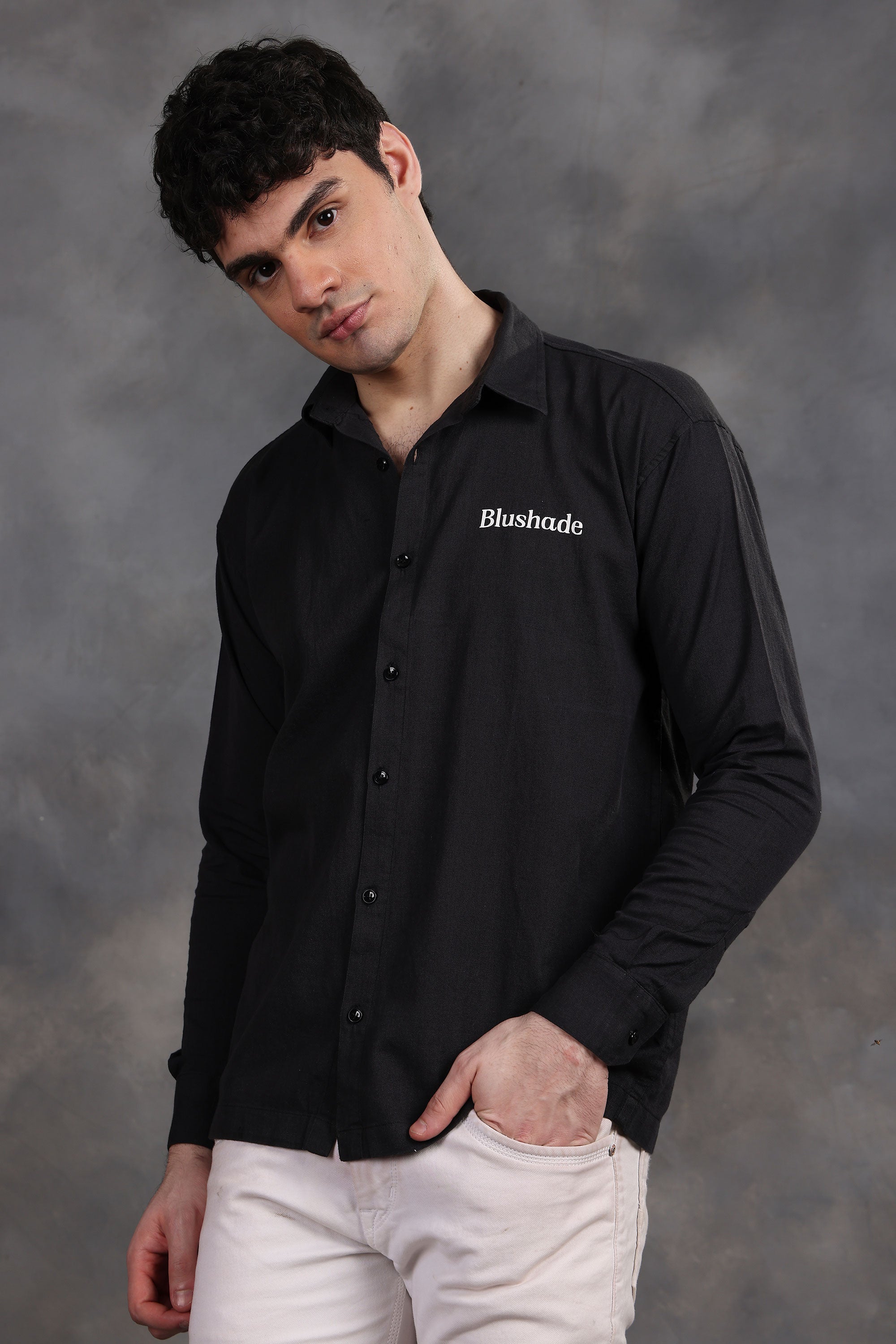 Charcoal Black Linen Shirt