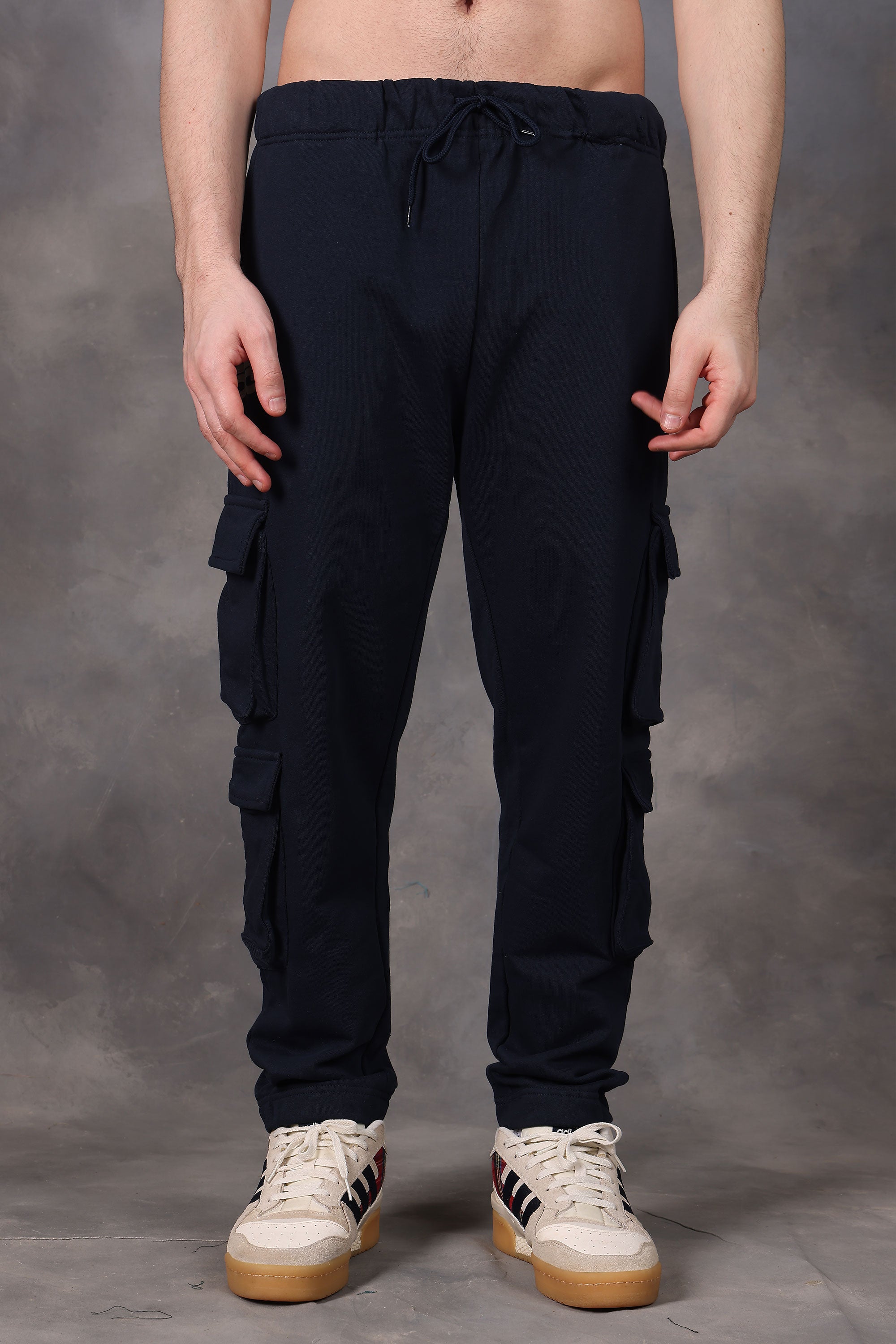 Signature Navy Blue Low-Waist Joggers