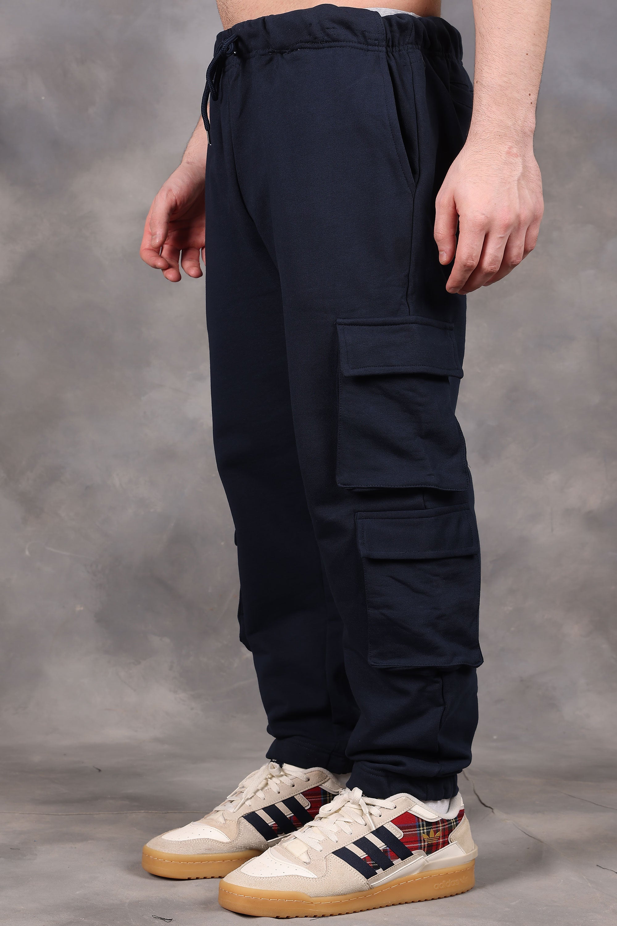 Signature Navy Blue Low-Waist Joggers