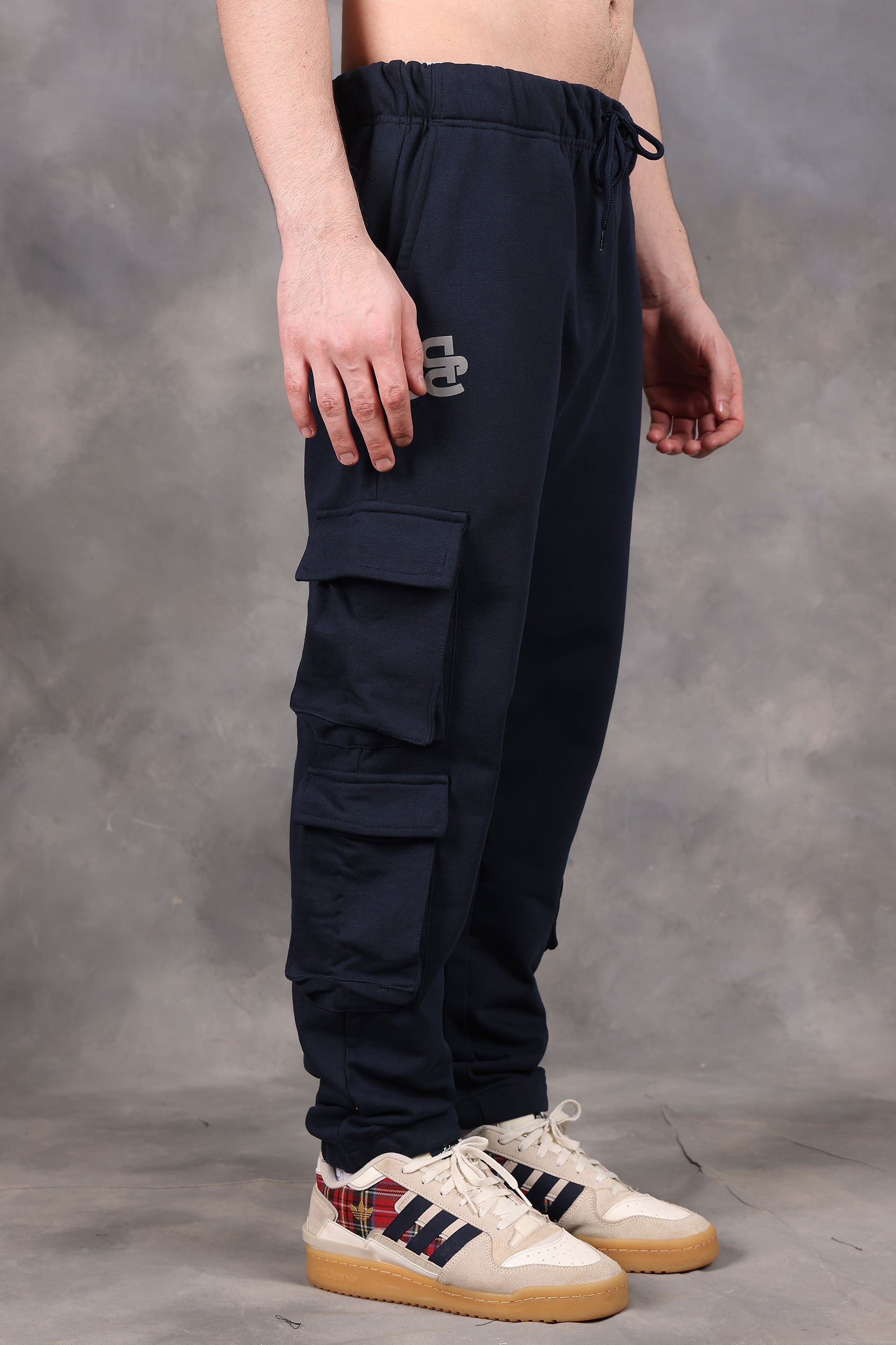 Signature Navy Blue Low-Waist Joggers