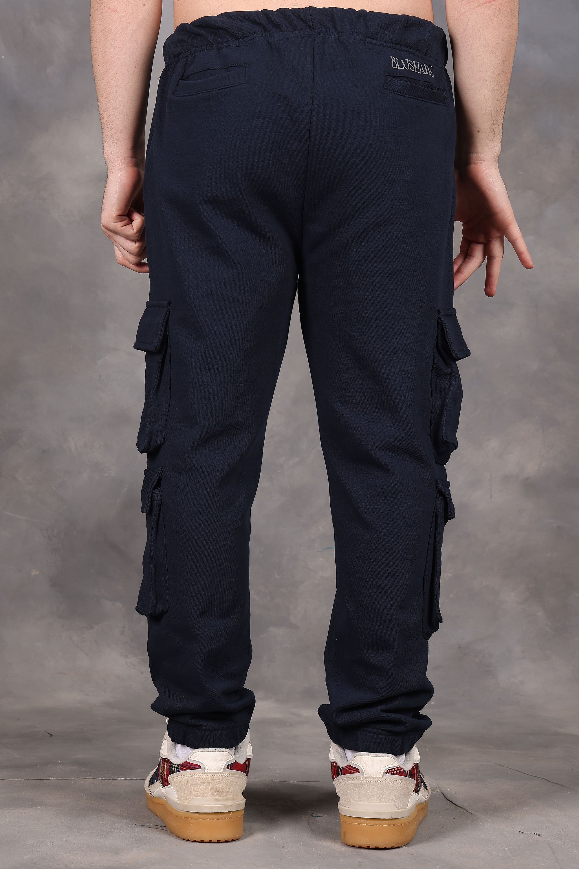 Signature Navy Blue Low-Waist Joggers