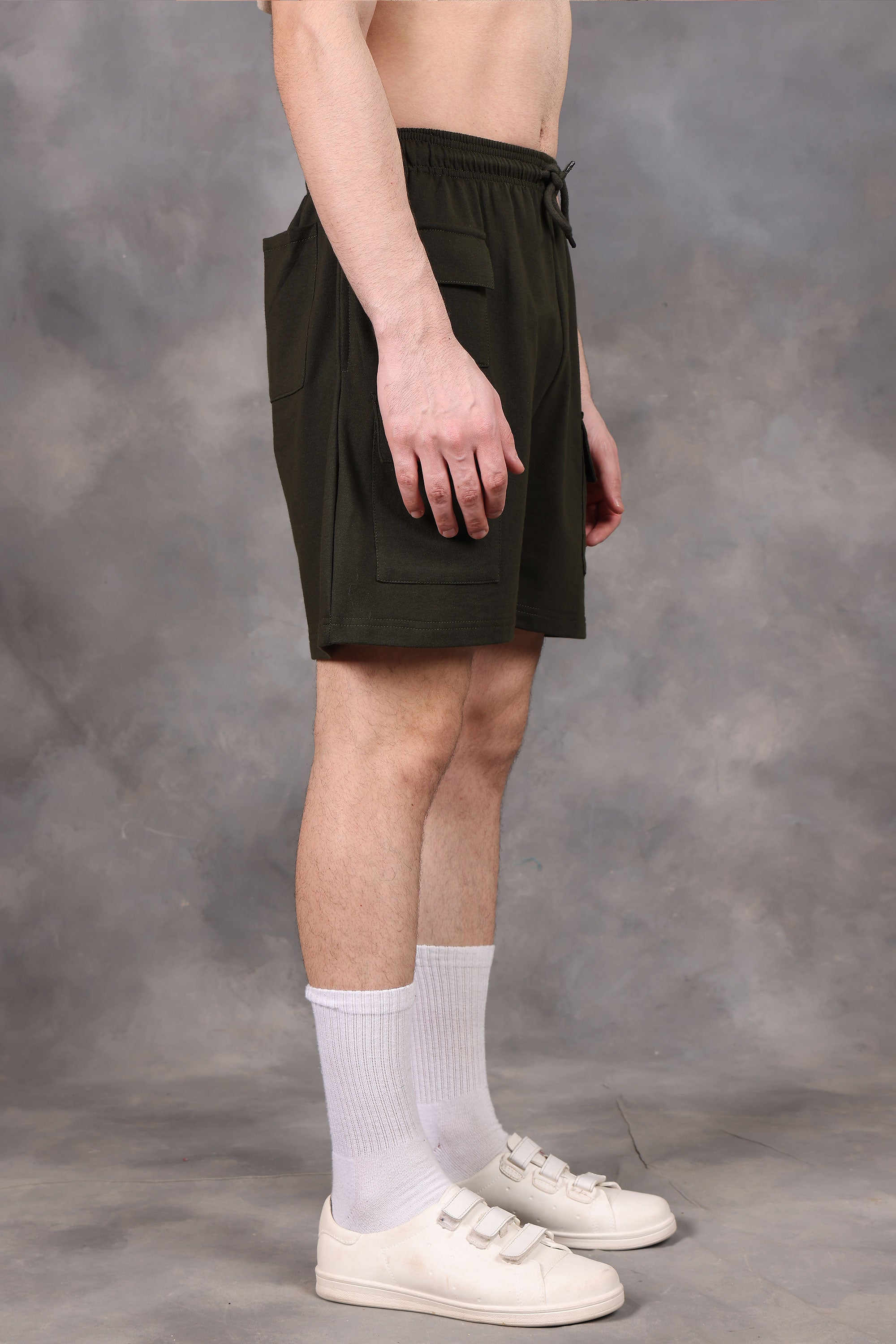 Military Green Utility Low-Waist Shorts