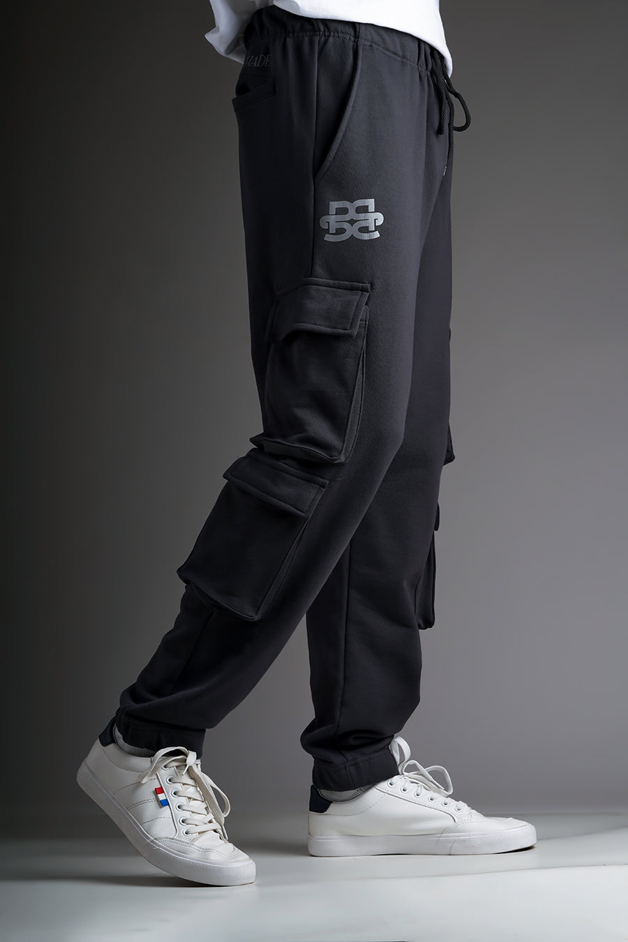 Signature Charcoal Grey Low-Waist Joggers