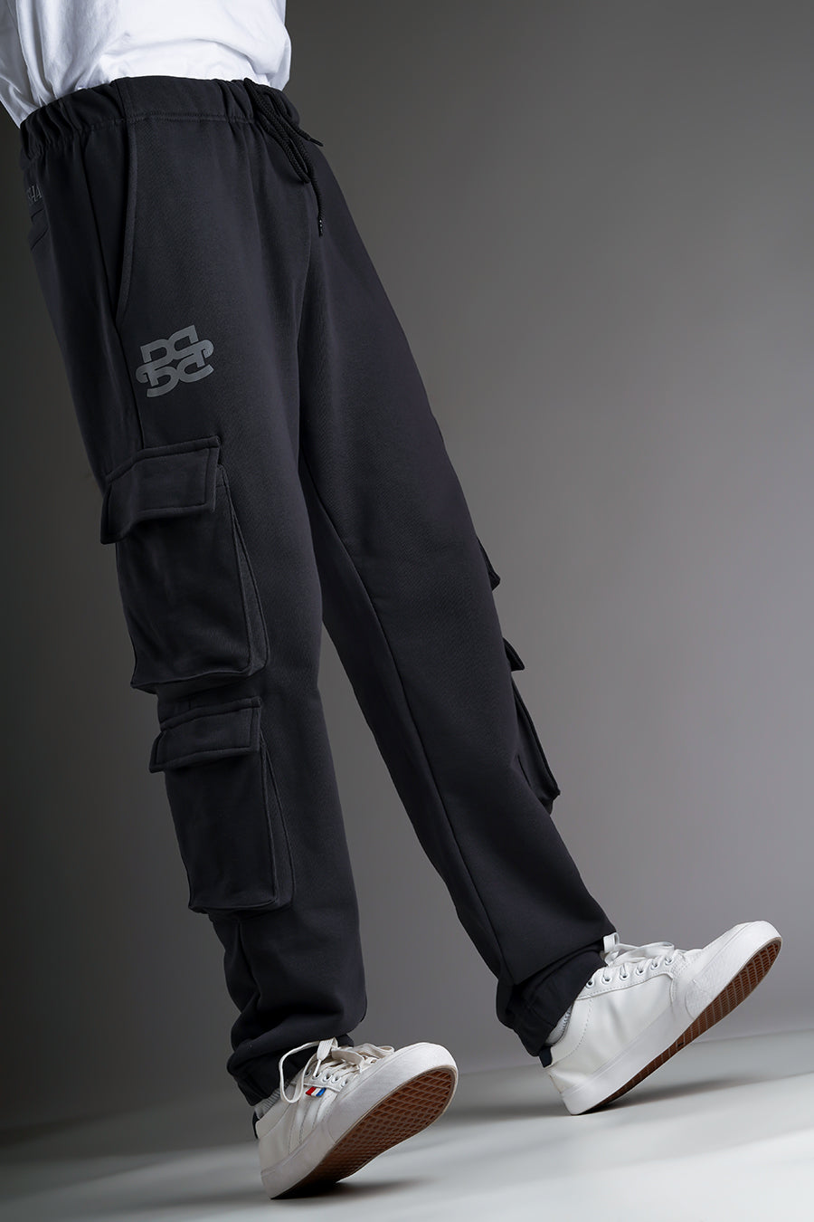 Signature Charcoal Grey Low-Waist Joggers